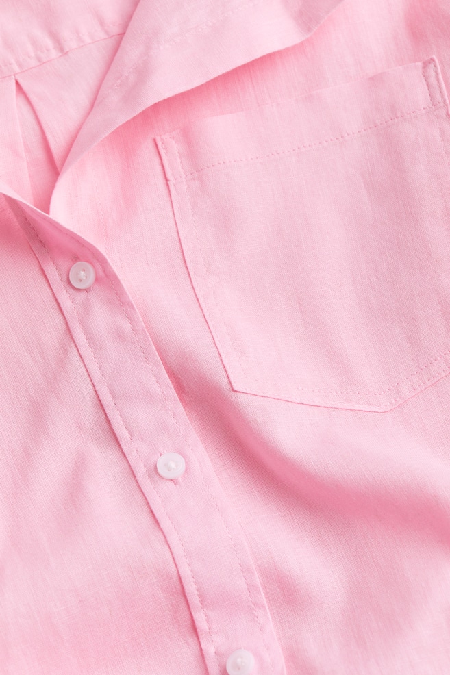 Linen-blend shirt - Light pink/White/Bright orange/Beige/Striped/dc/dc - 3