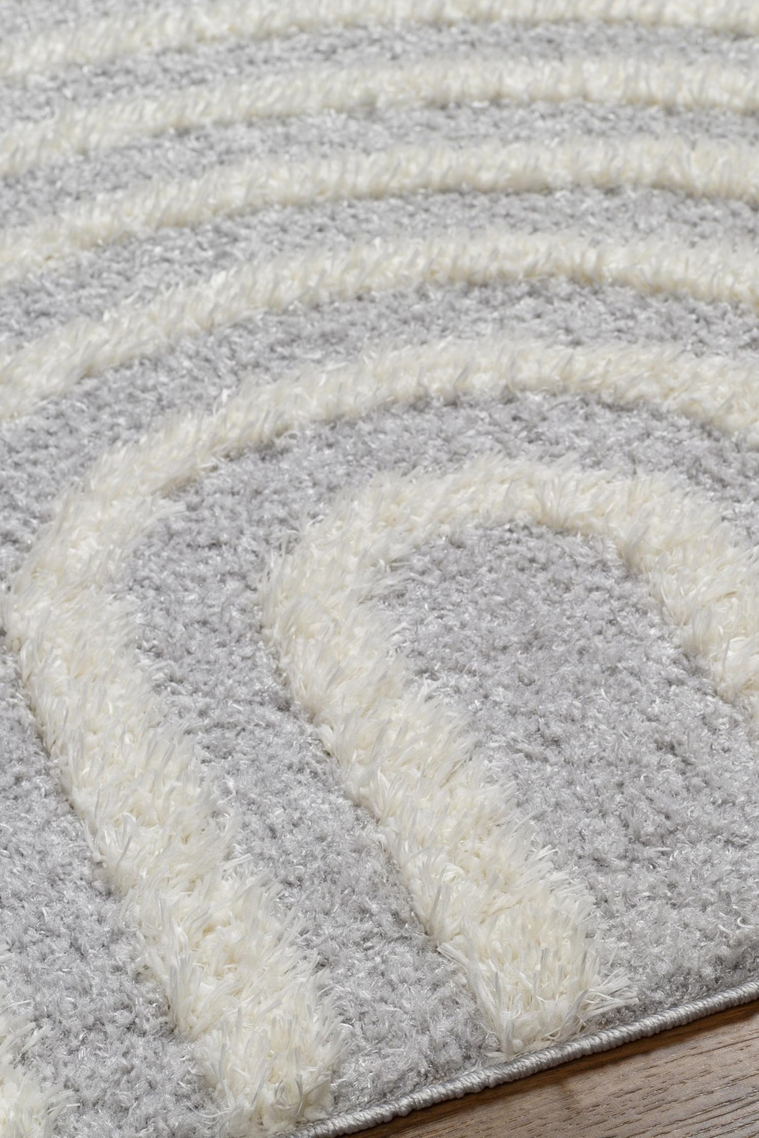 Marava Modern Shaggy Area Rug - Grey, White - 5