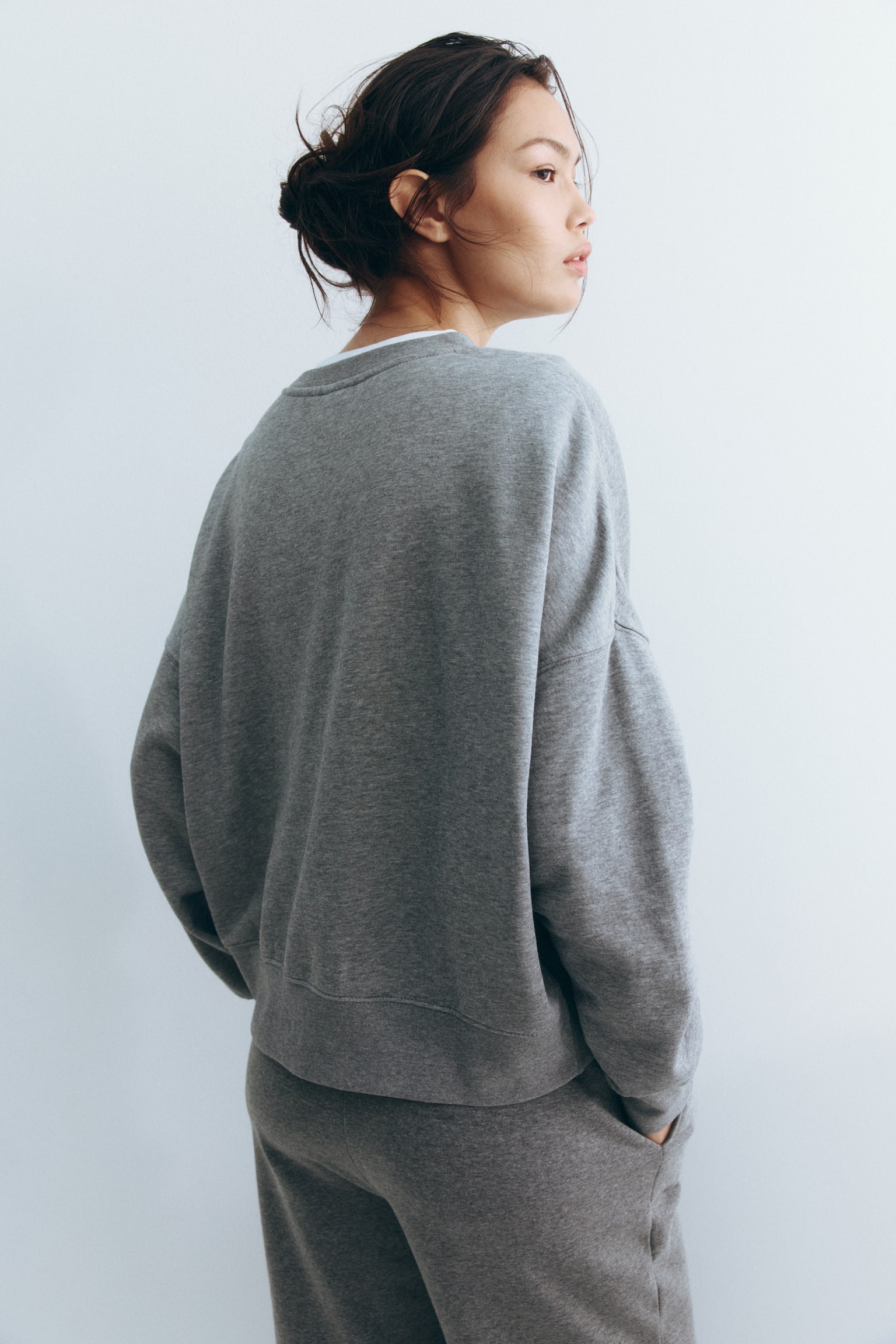 Oversized Sweatshirt - Gray melange/Navy blue - 3