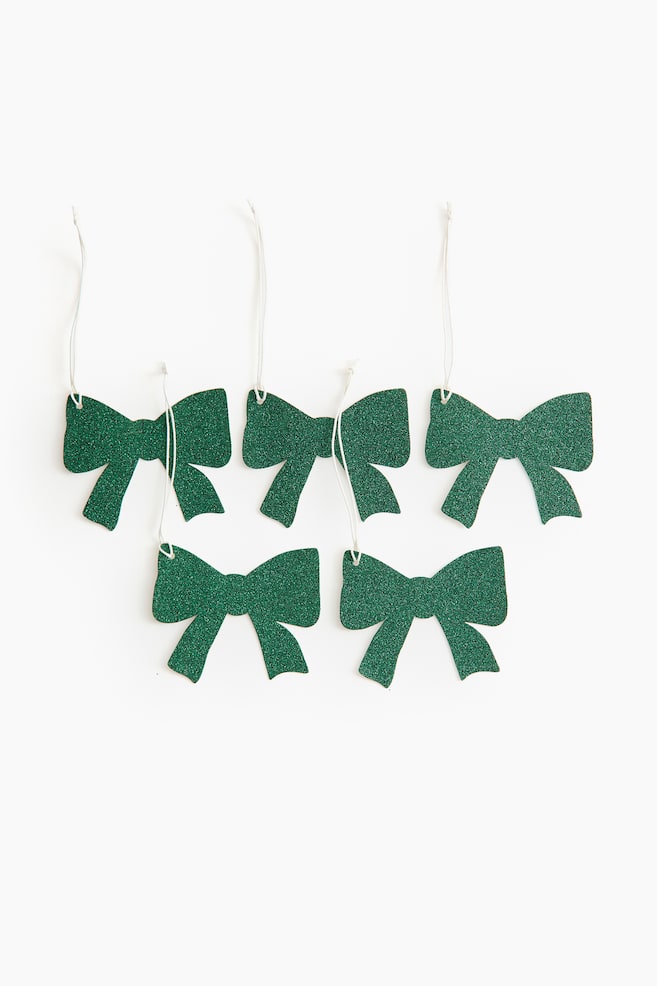5-pack bow-shaped gift tags - Green/Bow/Red/Bow/Gold-coloured - 1