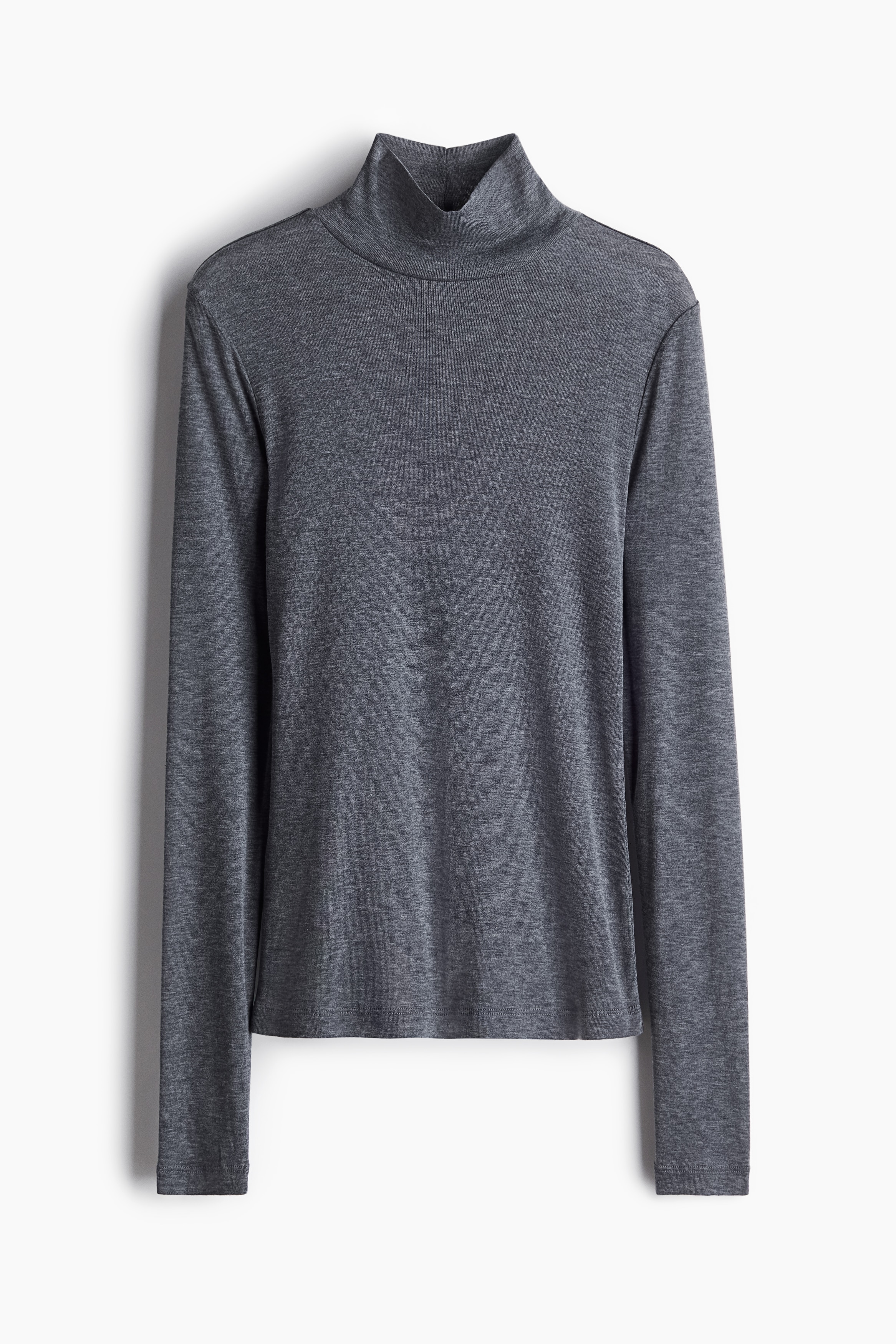 Women's Dark gray melange Ribbed Turtleneck Top | H&M US
