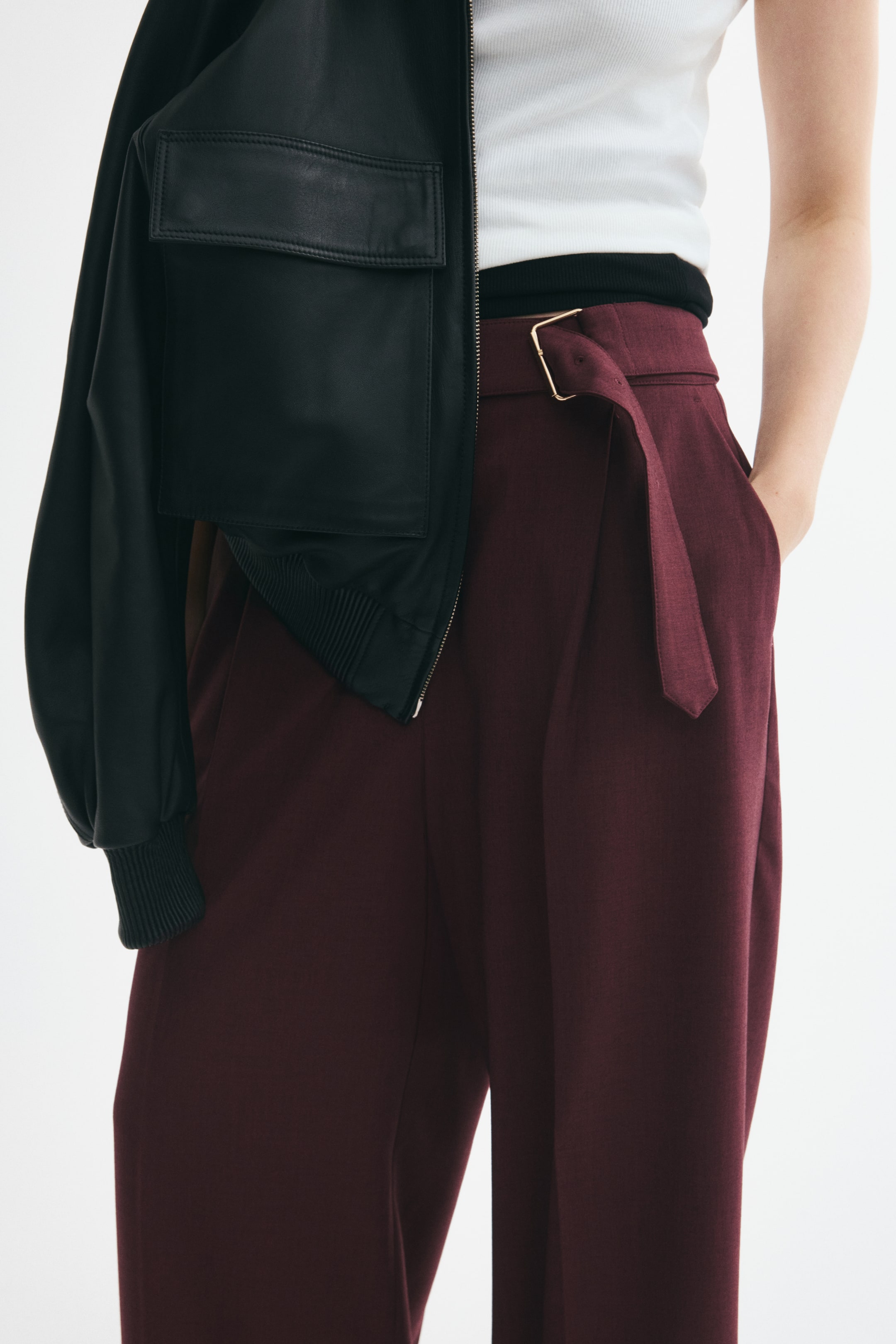 Straight-Leg Pants with Belt