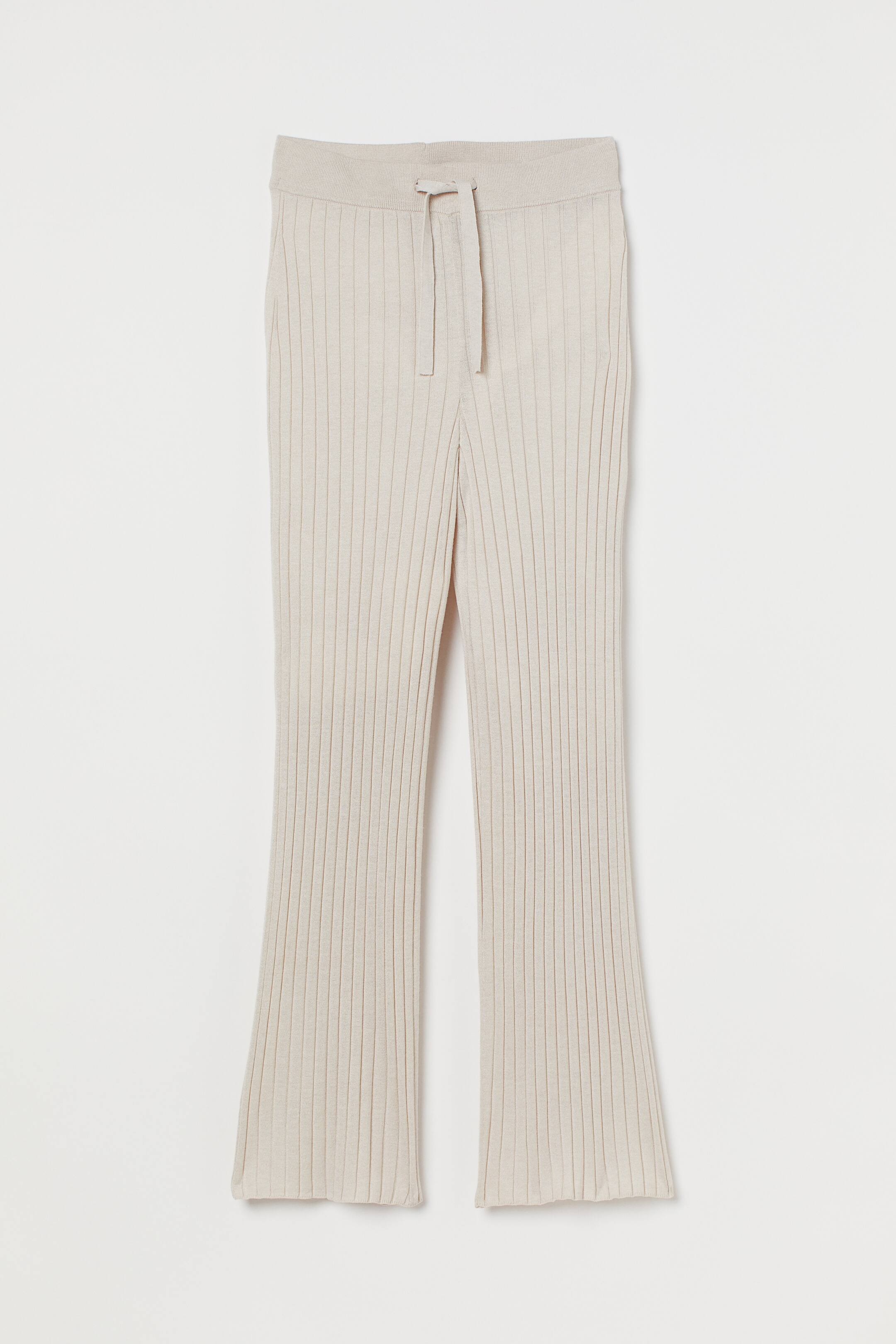 View larger image: Rib-knit trousers - Light beige - Ladies | H&M 1