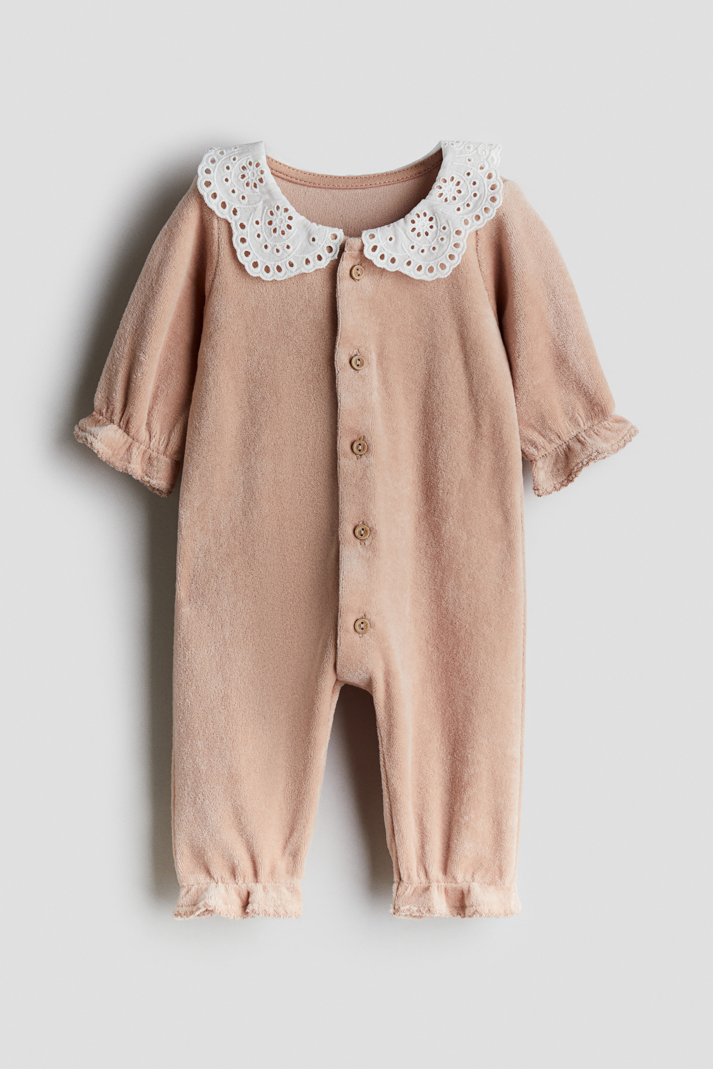 H & M - Strampler aus Baumwollvelours - Beige - Kinder