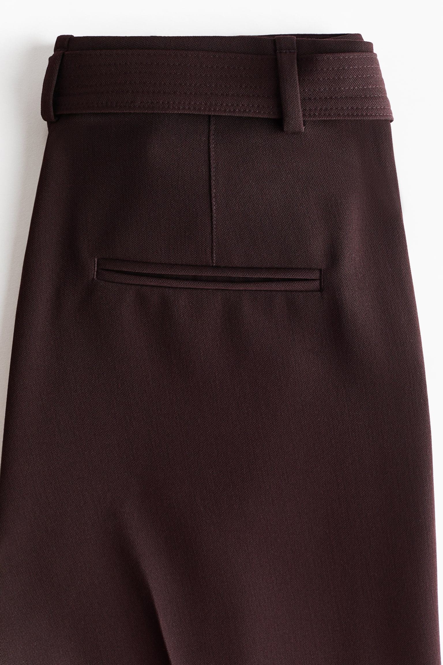 Pantaloni eleganti con cintura - Marrone scuro/Beige - 4