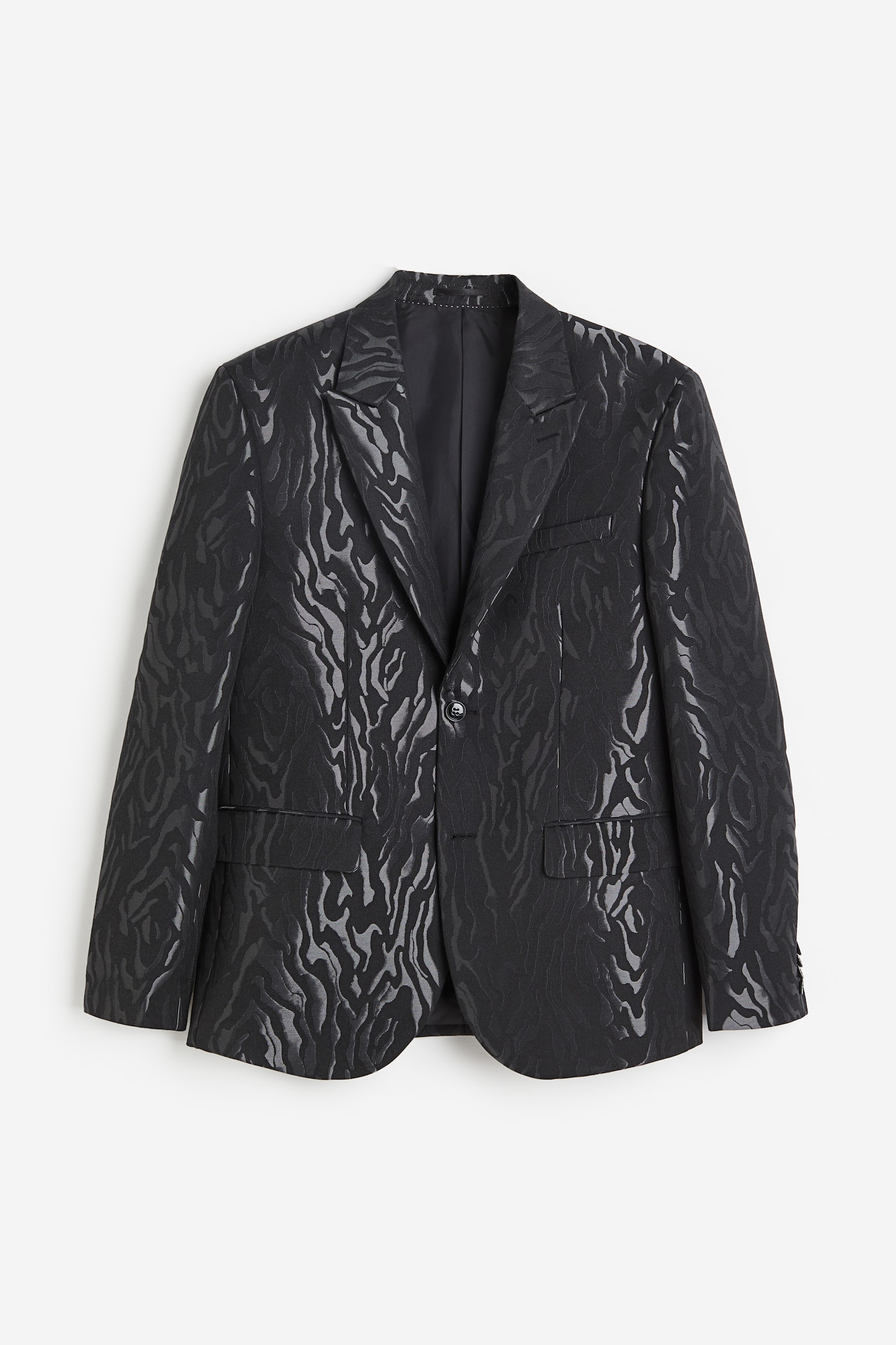 Regular Fit Jacquard-weave jacket - Black/Patterned - 1