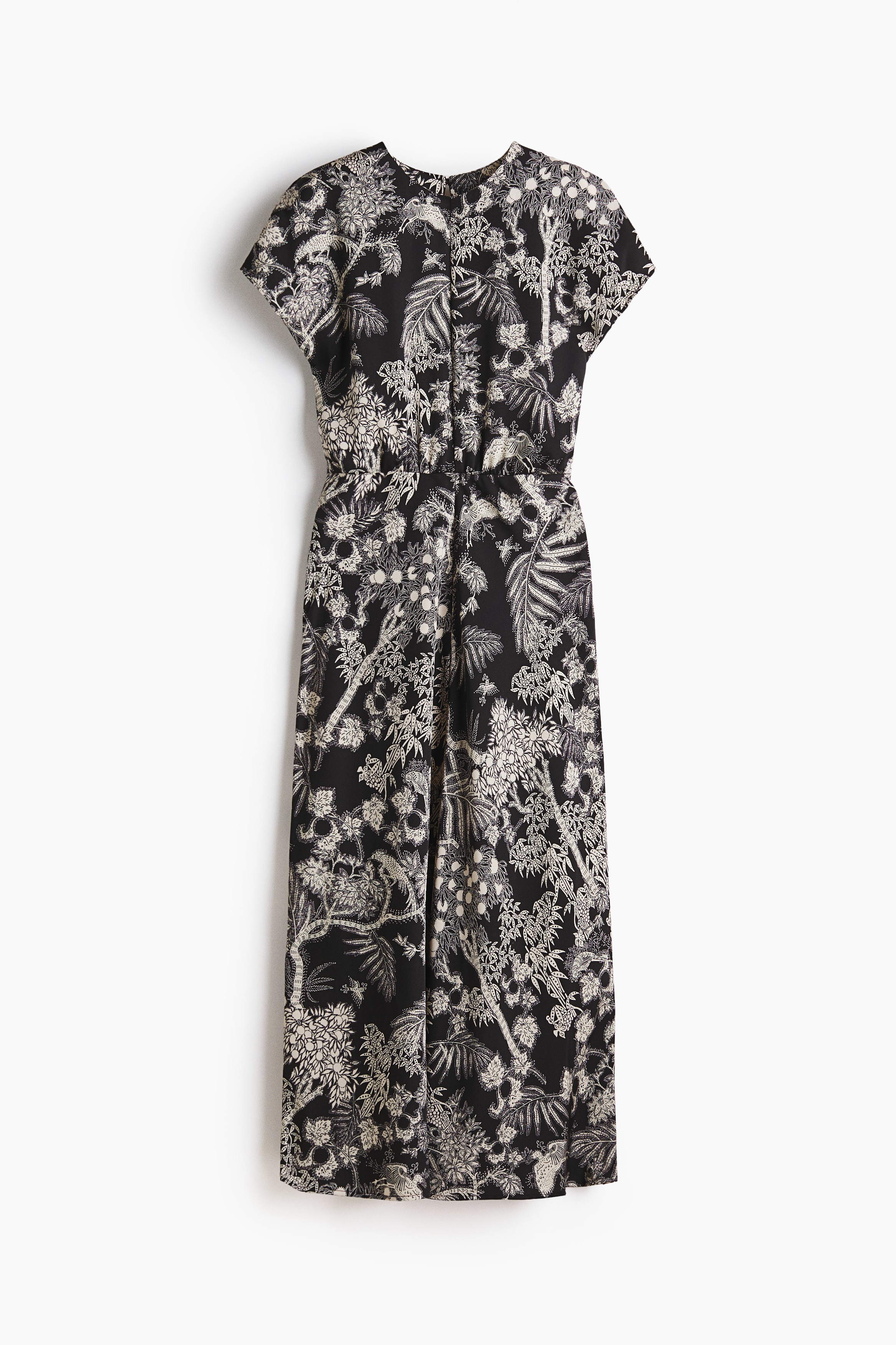 Cap-sleeved satin dress - Black/Patterned/Dusty blue/Brown