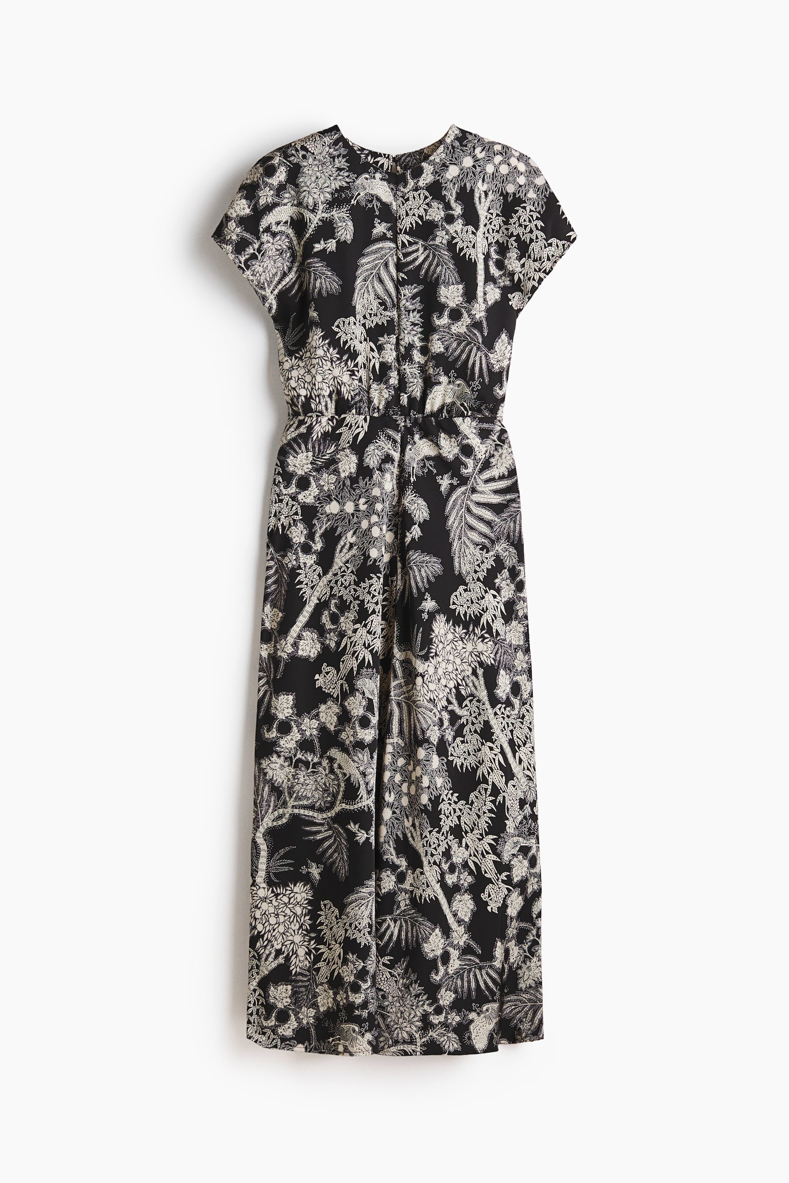 Vestido de satín con mangas japonesas - Negro/Diseño - 1