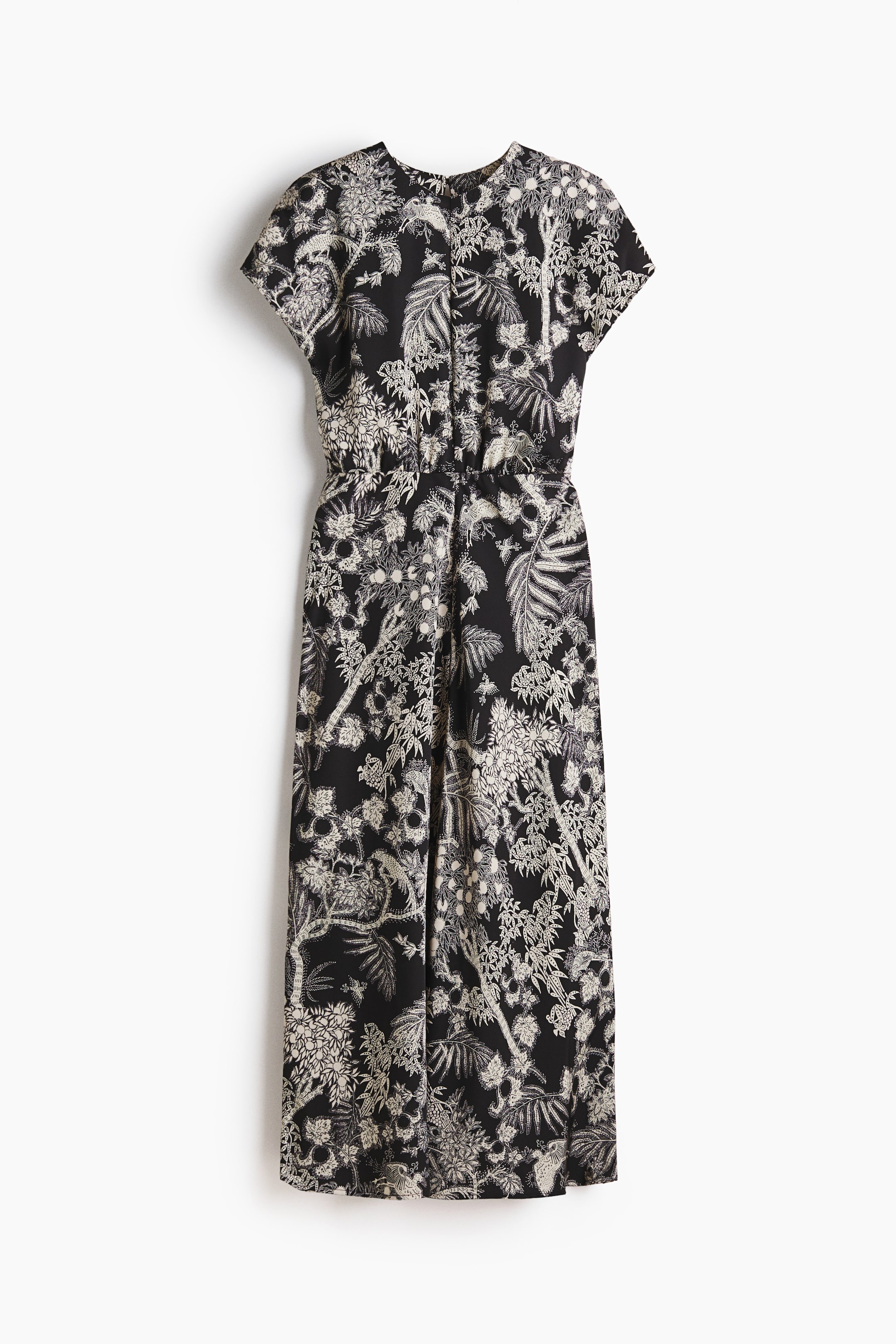 查看大圖: 蓋袖綢緞洋裝 - 黑色/印花 - Ladies | H&M HK 6