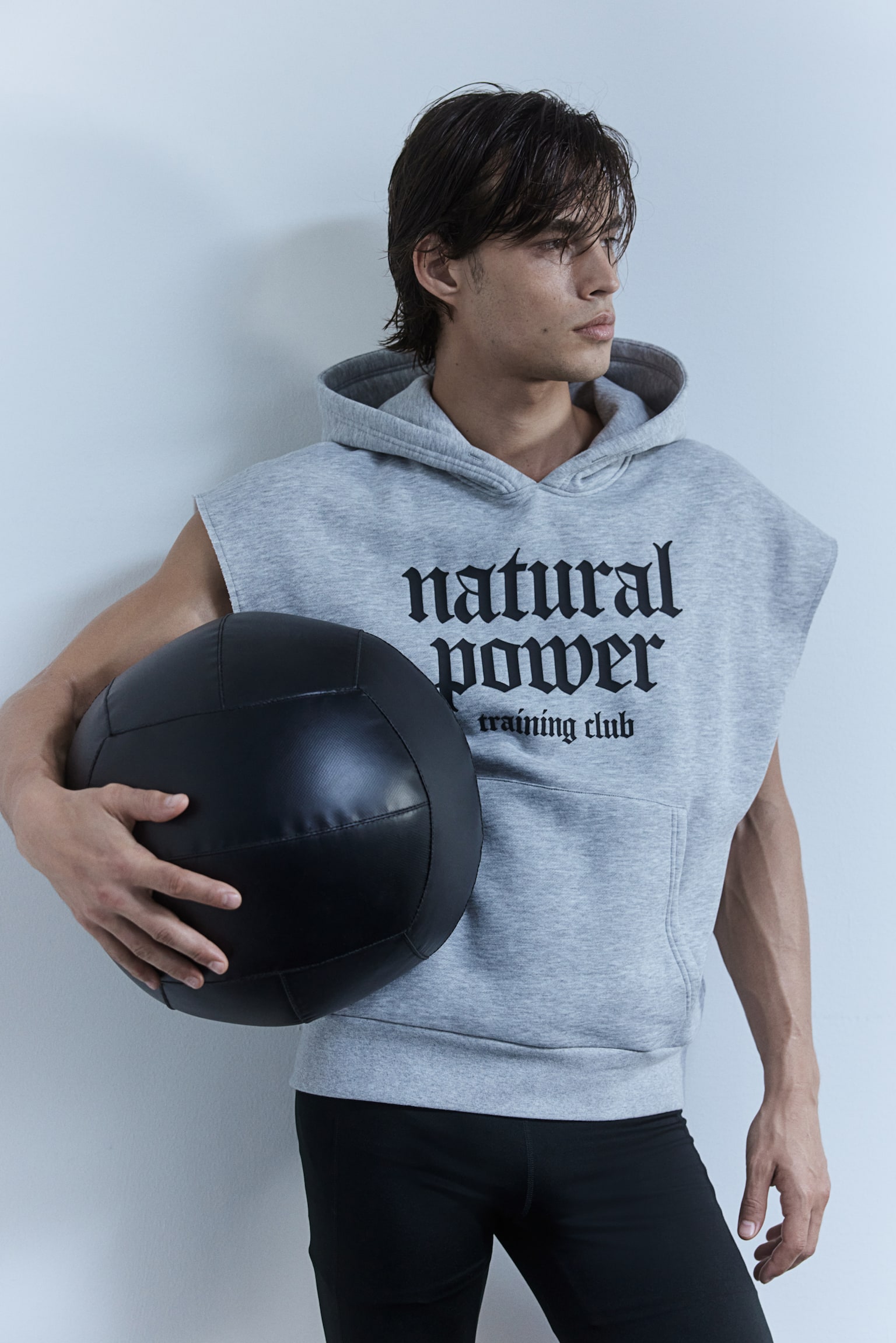 Loose Fit Sleeveless sports hoodie - Grey marl/Natural power/Black/Black/Training Team - 1