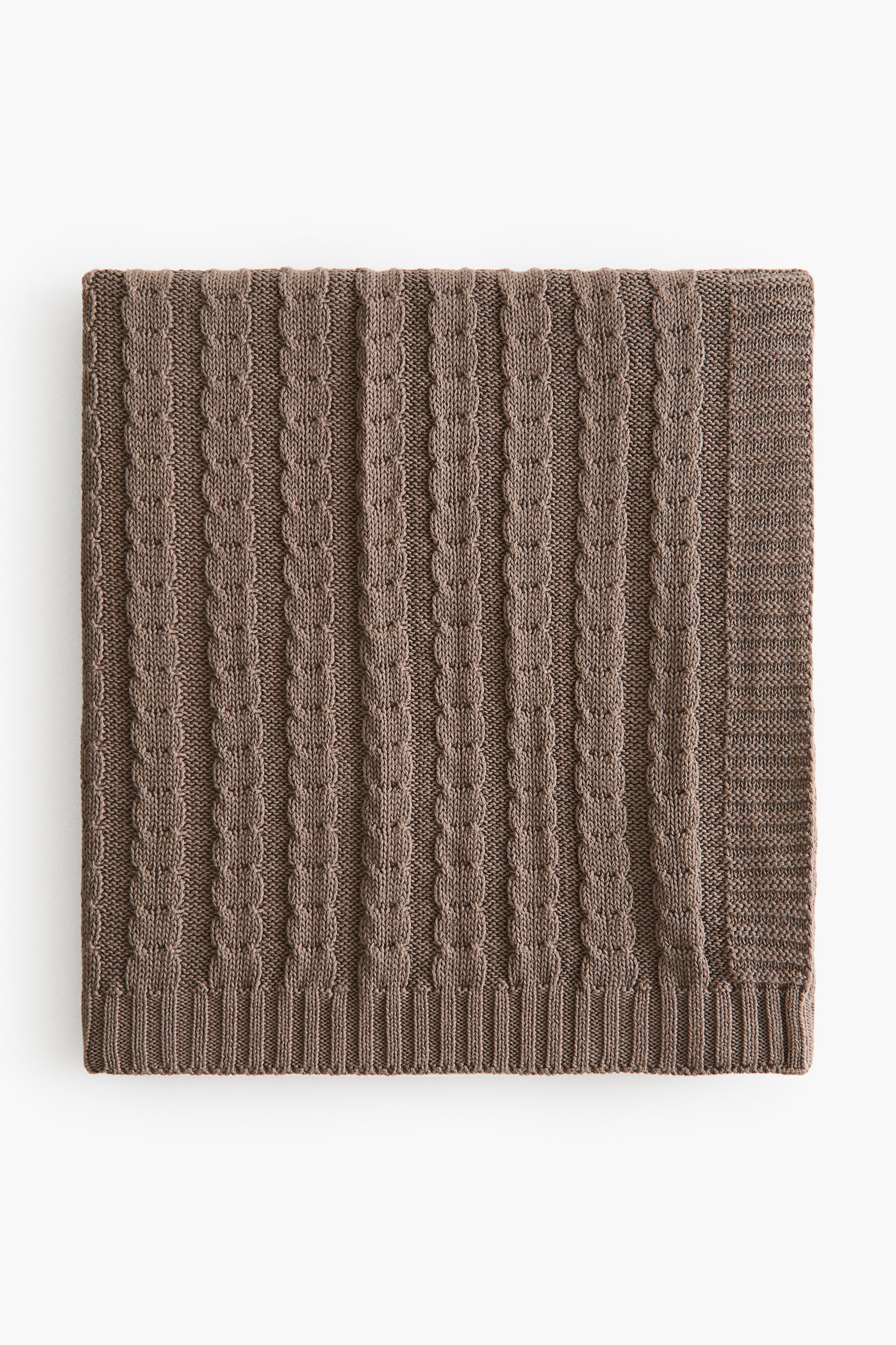Cable-knit baby blanket - Dark mole/Beige