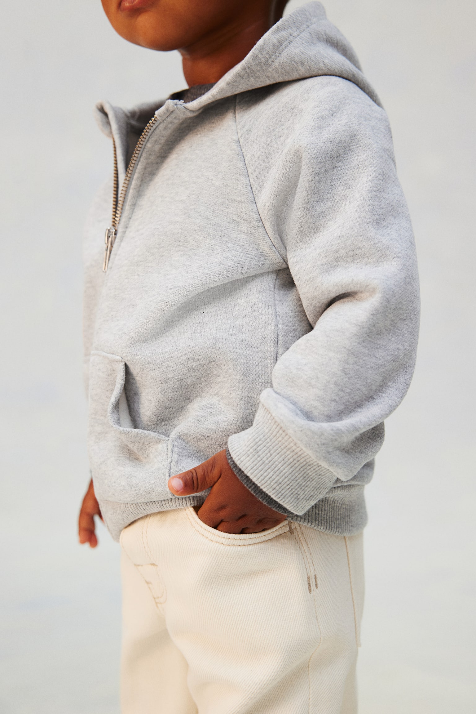 Zip-through hoodie - Light grey marl - 3