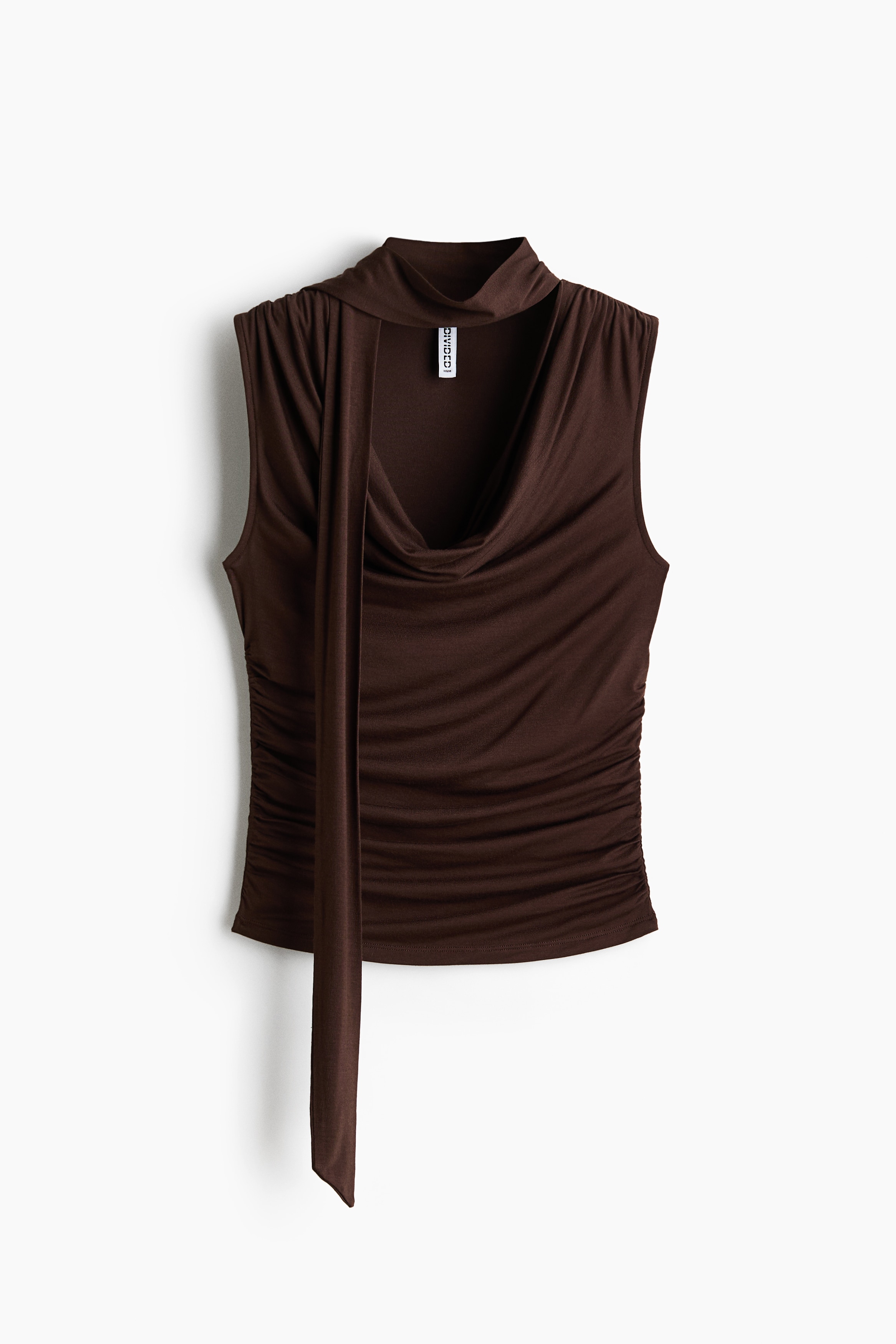 Scarf-collar top - Dark brown/Dark orange