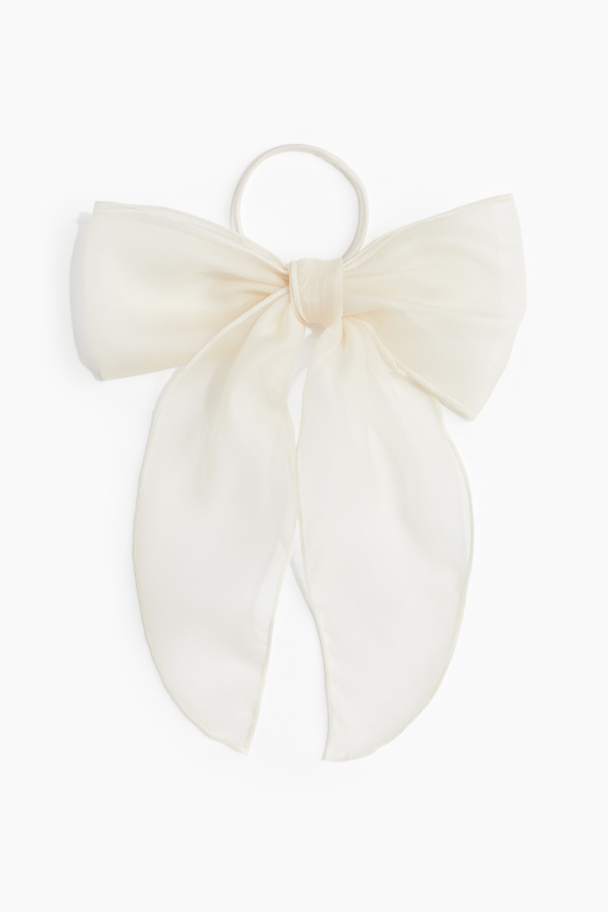 Élastique à cheveux avec nœud - Crème