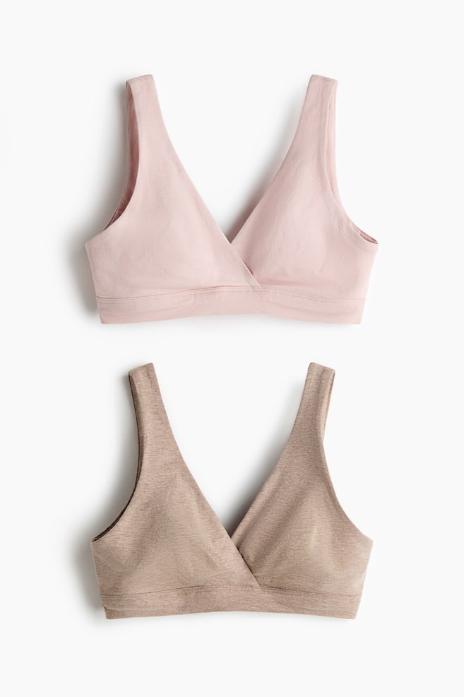 MAMA Set van 2 katoenen voedings-bh‘s - Beige gemêleerd/lichtroze/Beige/zwart/Lichtbeige gemêleerd/roomwit - 1