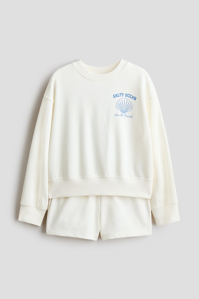 2-teiliges Sweatshirt-Set - Weiß/Muschel/Hellgraumeliert/Palma - 1