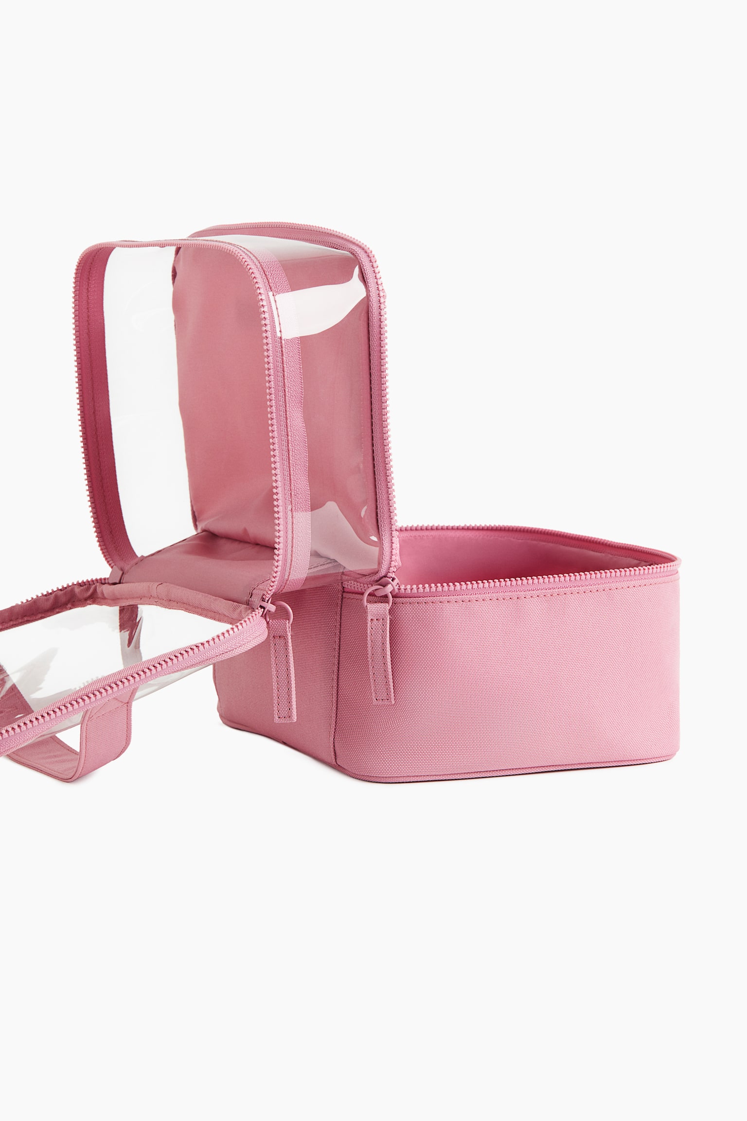 Large two-tiered wash bag - Pink/Transparent - 3