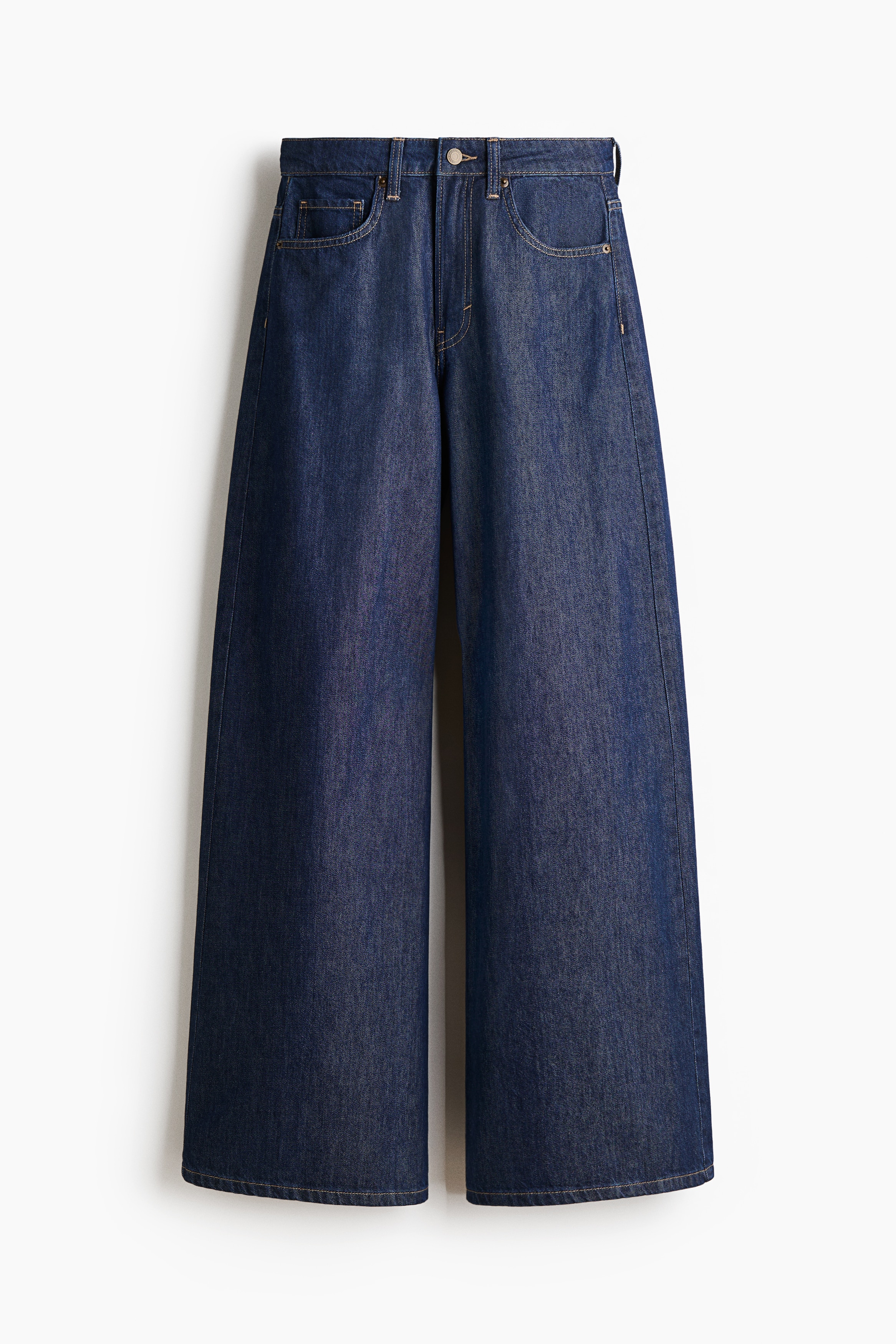 Wide High Waist Jeans - Tmavá džínsovomodrá/Džínsovomodrá/Džínsovomodrá/Biela