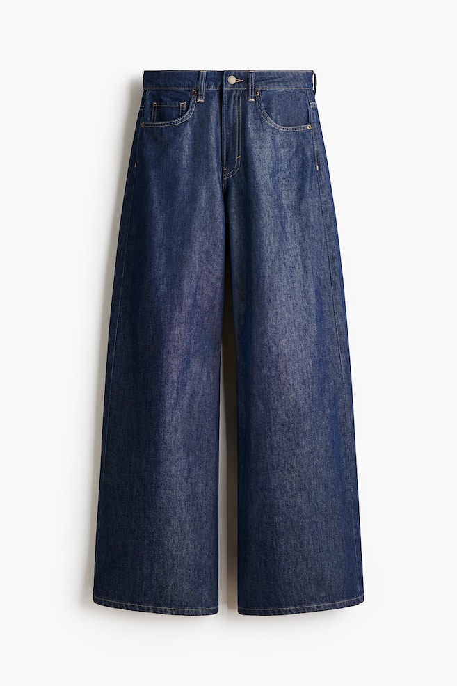 Wide High Waist Jeans - Donker denimblauw/Wit/Denimblauw/Denimblauw/Licht denimblauw - 1