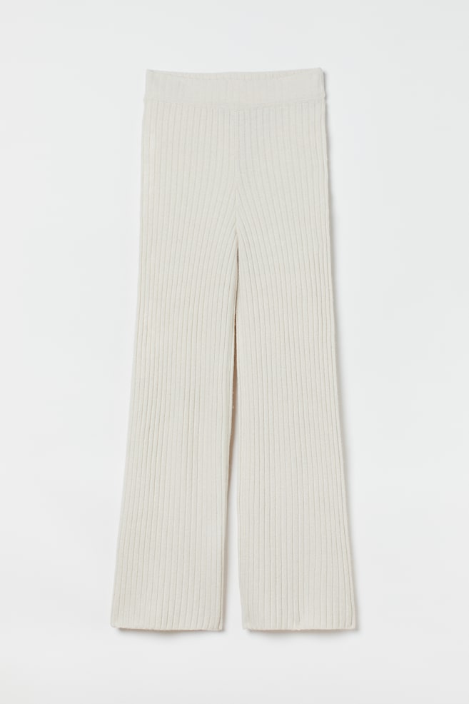 Rib-knit merino wool-blend trousers - Light beige - 1