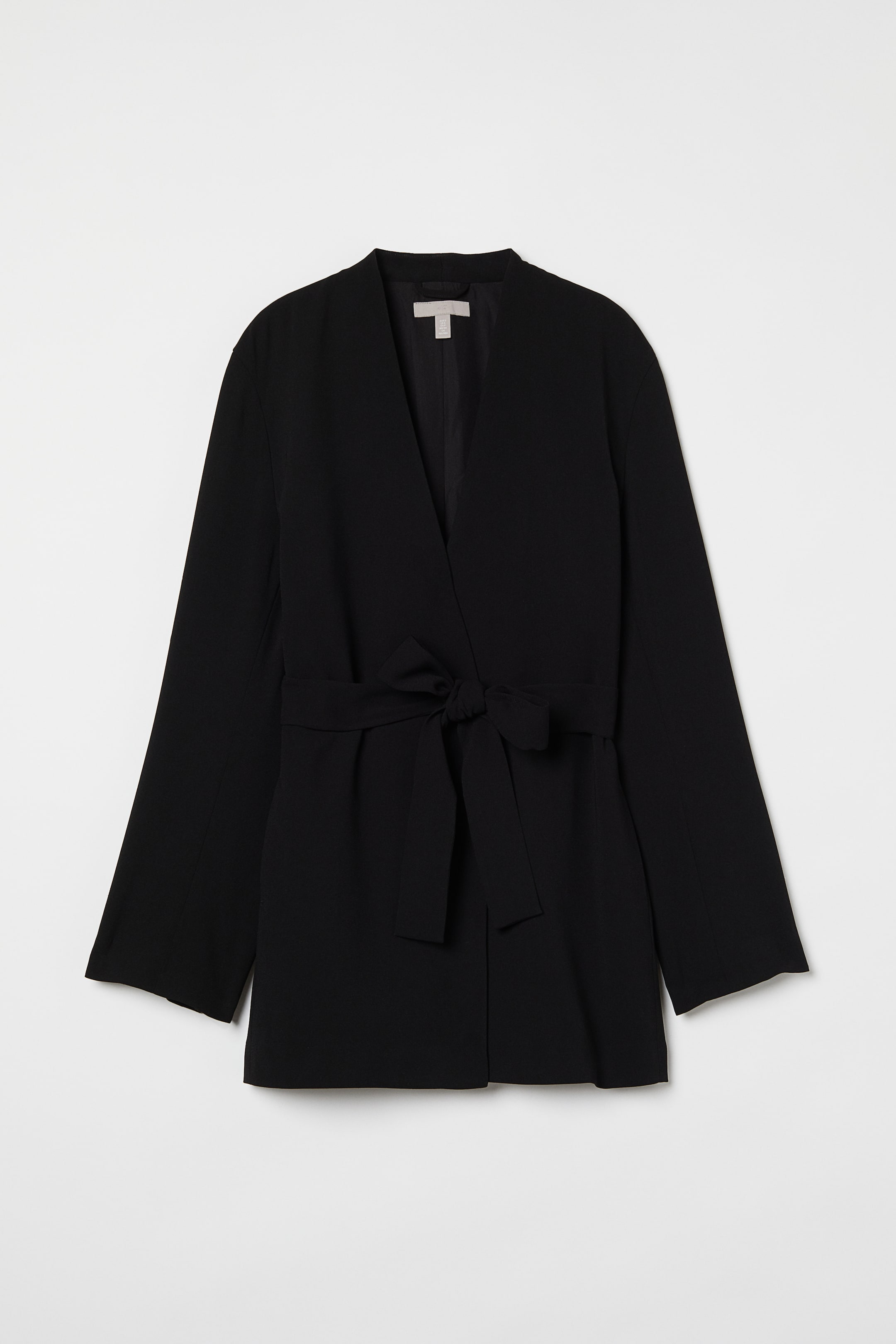 Tie-belt Jacket - Long sleeve - Regular length - Black - Ladies | H&M US