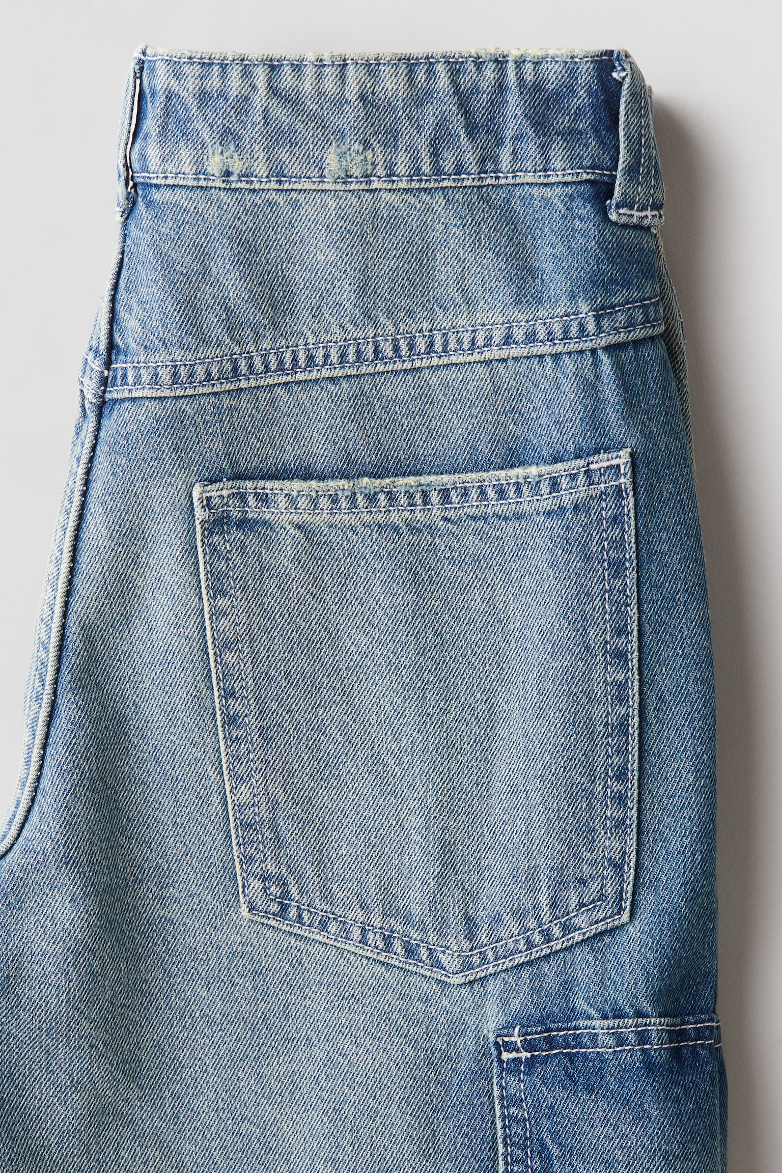 Wide-leg cargo jeans - Denim blue/Light grey - 3