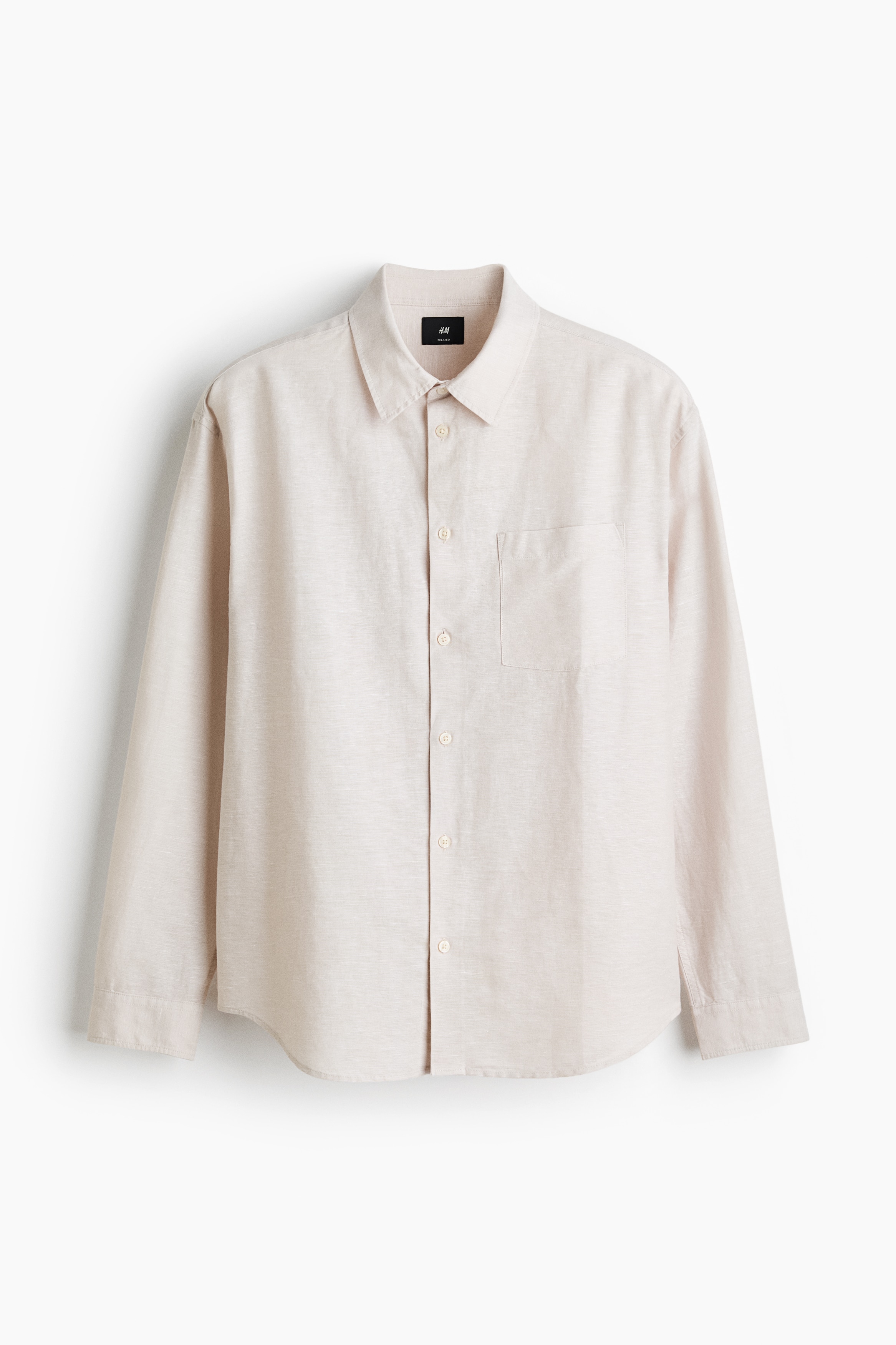 Camicia misto lino Relaxed Fit - Beige chiaro/Rosso ruggine/righe/Azzurro/Marrone scuro/Verde kaki scuro/Bianco/Dark blue/Light pink