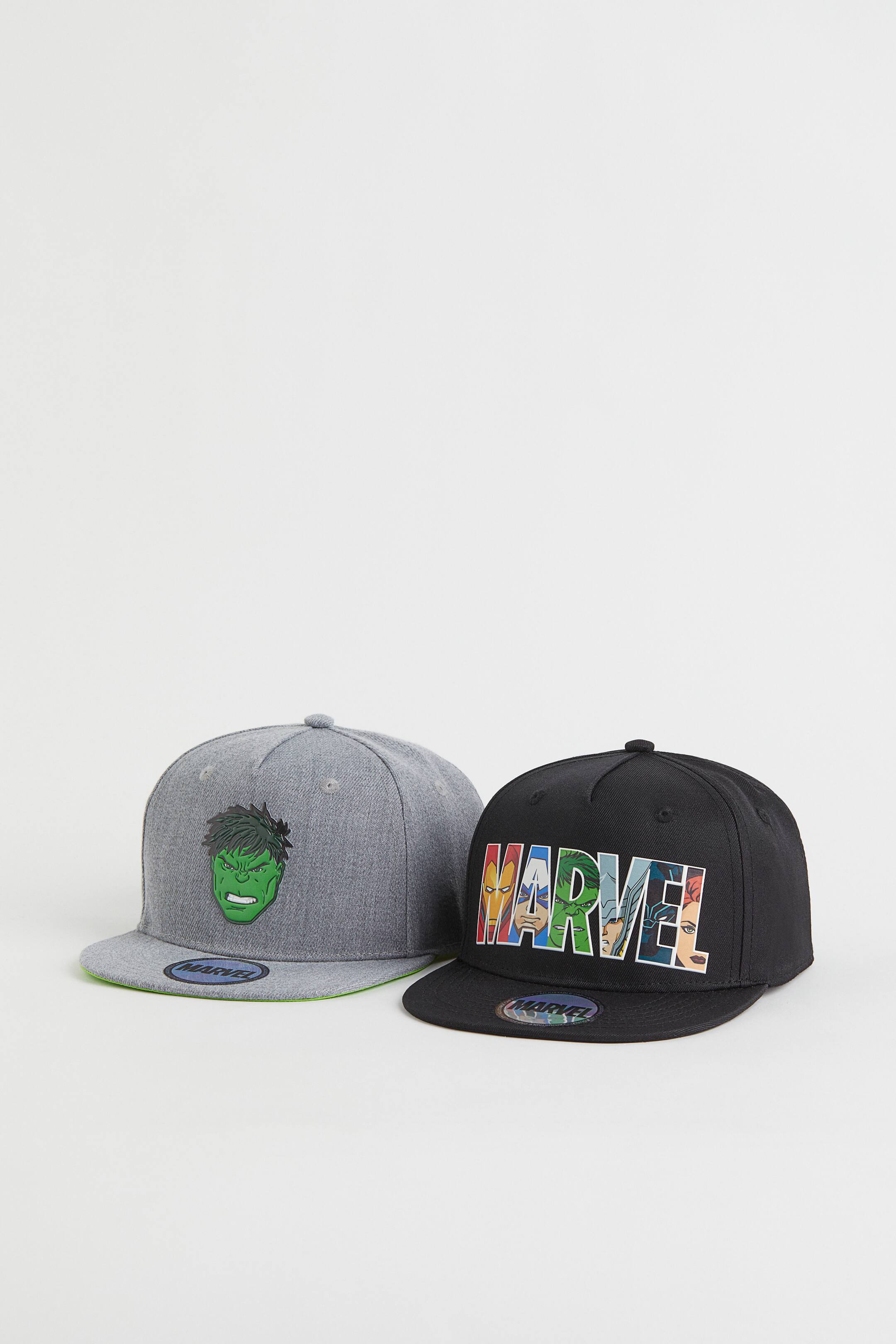 View larger image: 2-pack printed twill caps - Grey/Hulk - Kids | H&M GB 1