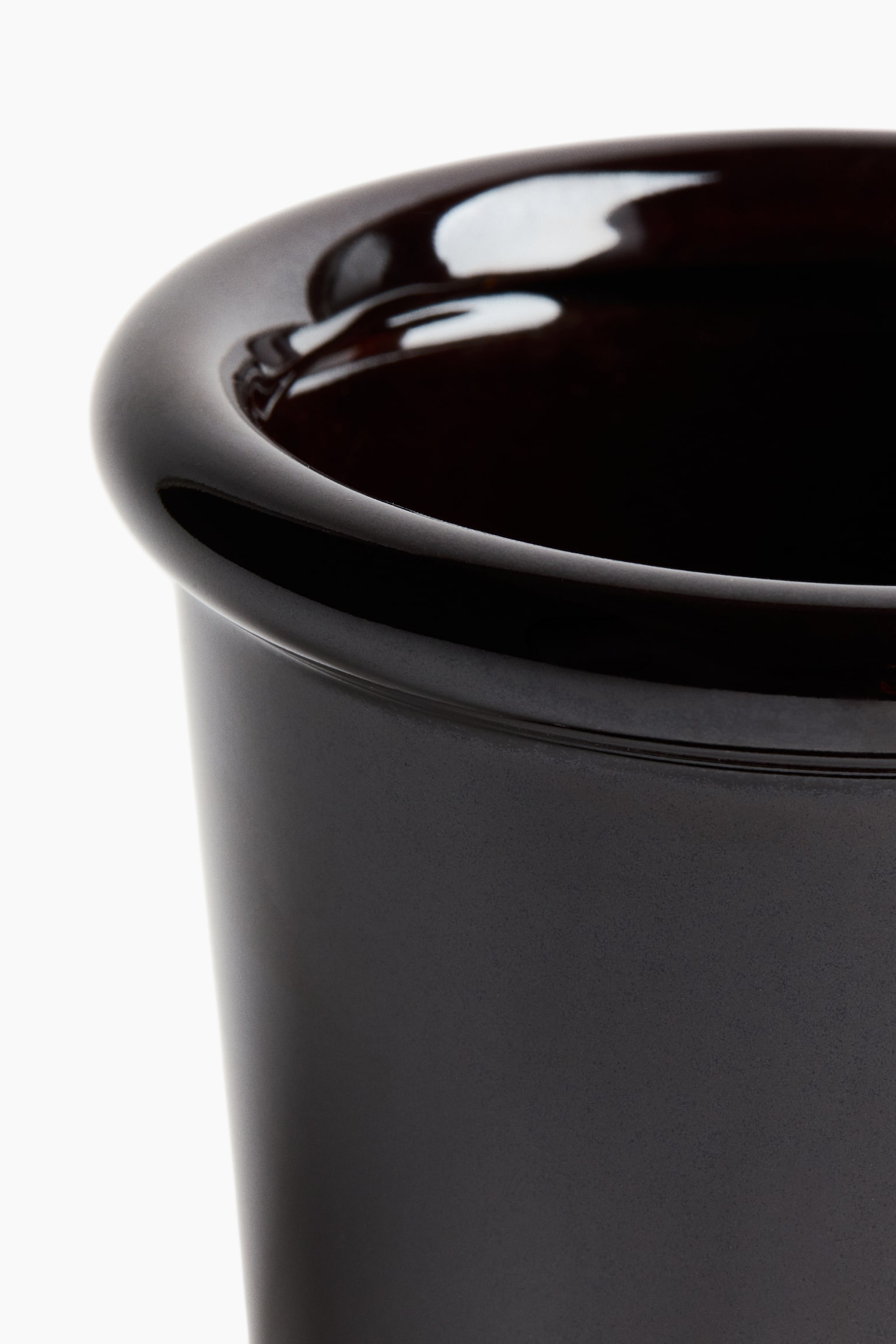 Extra-small stoneware plant pot with saucer - Dark brown/White/Light green/Light yellow - 2