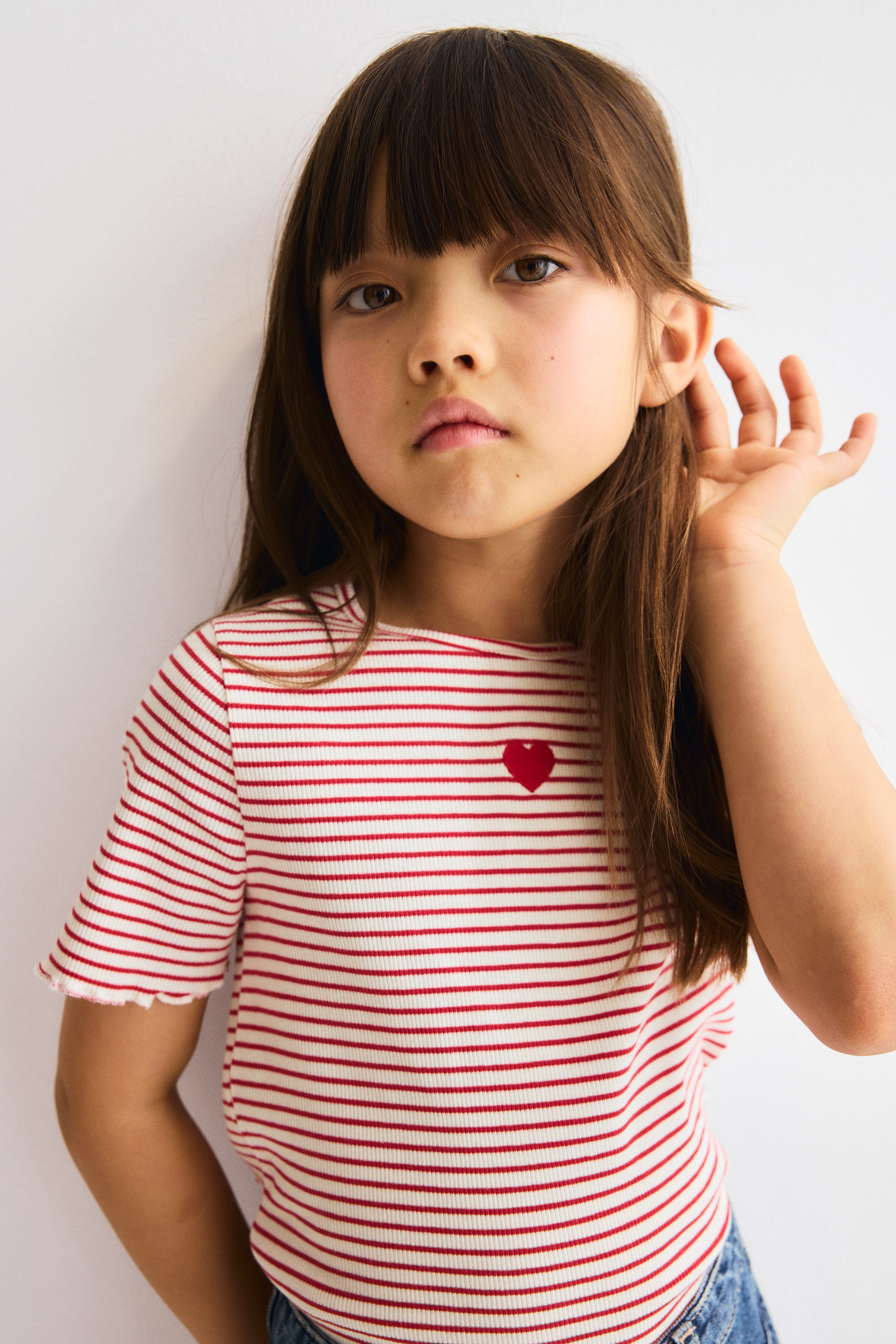 Geripptes Shirt - Weiss/Rot gestreift/Weiss/Erdbeere/Weiss/Marineblau gestreift/Cream/Hearts/Light beige/Leopard print