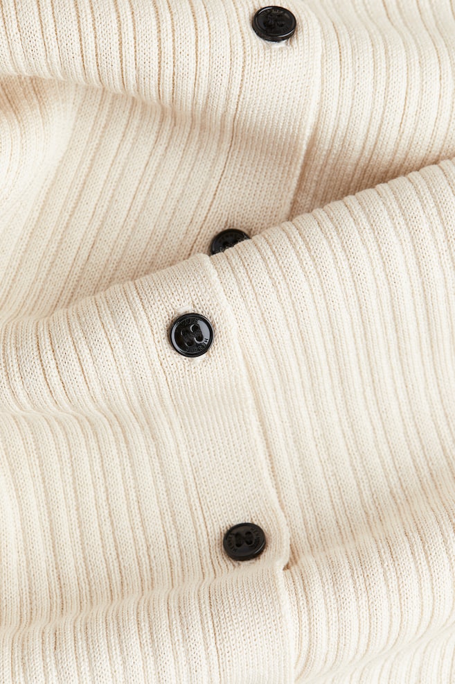 Rib-knit button-front dress - Cream - 4