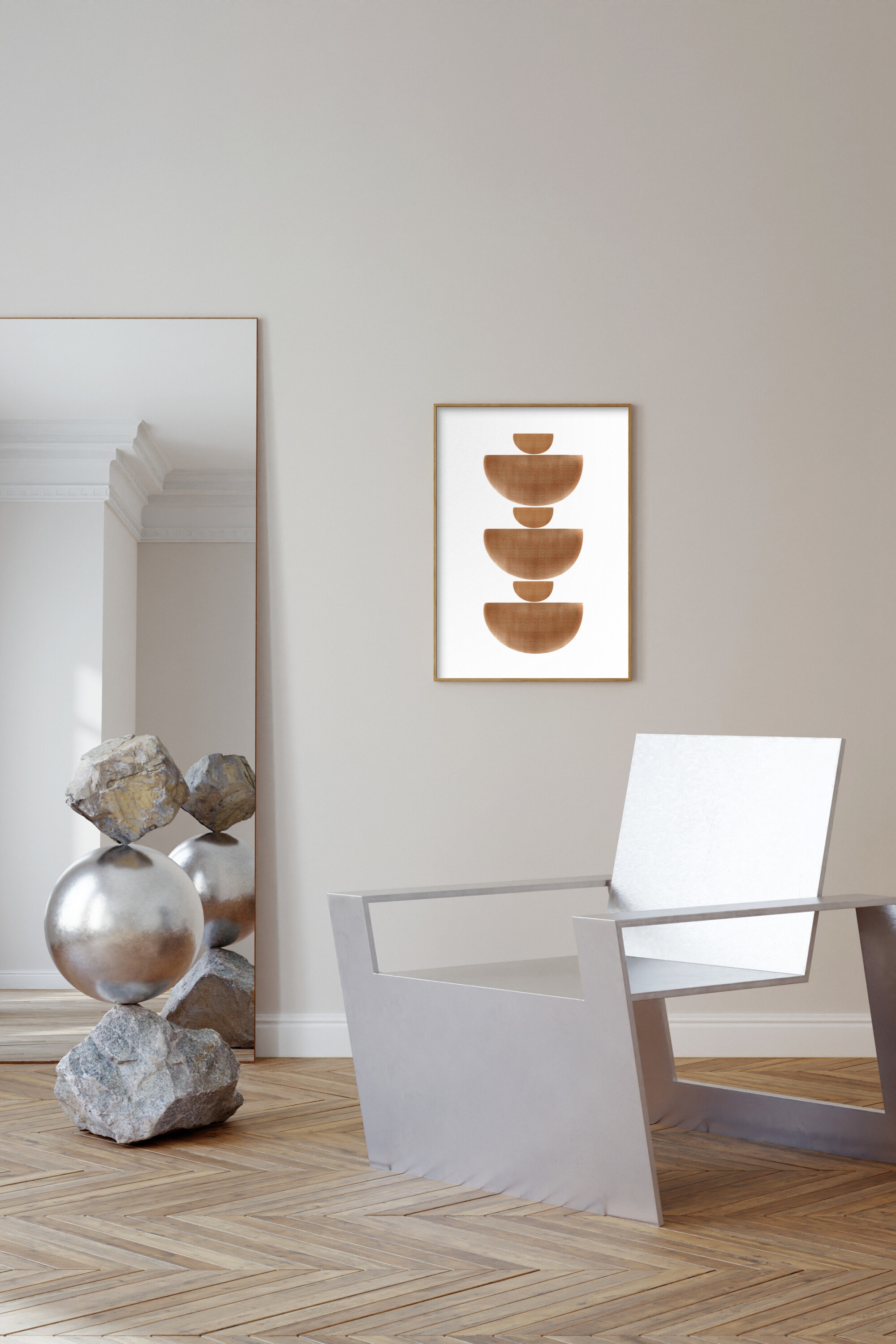 Melloi Art Prints - Brown Half Circle - Flerfarvet