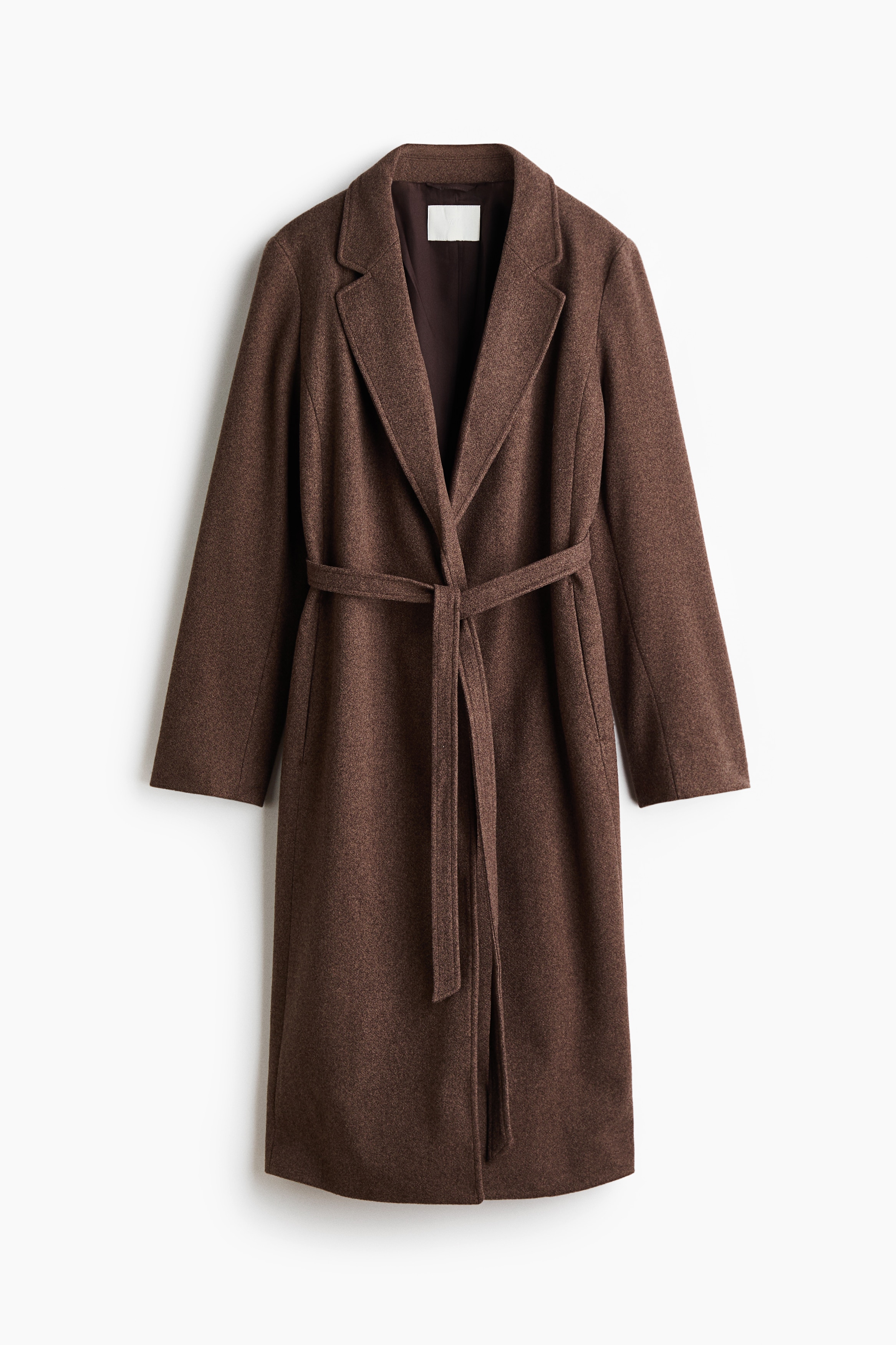 Tie-Belt Coat - Dark taupe/Dark brown