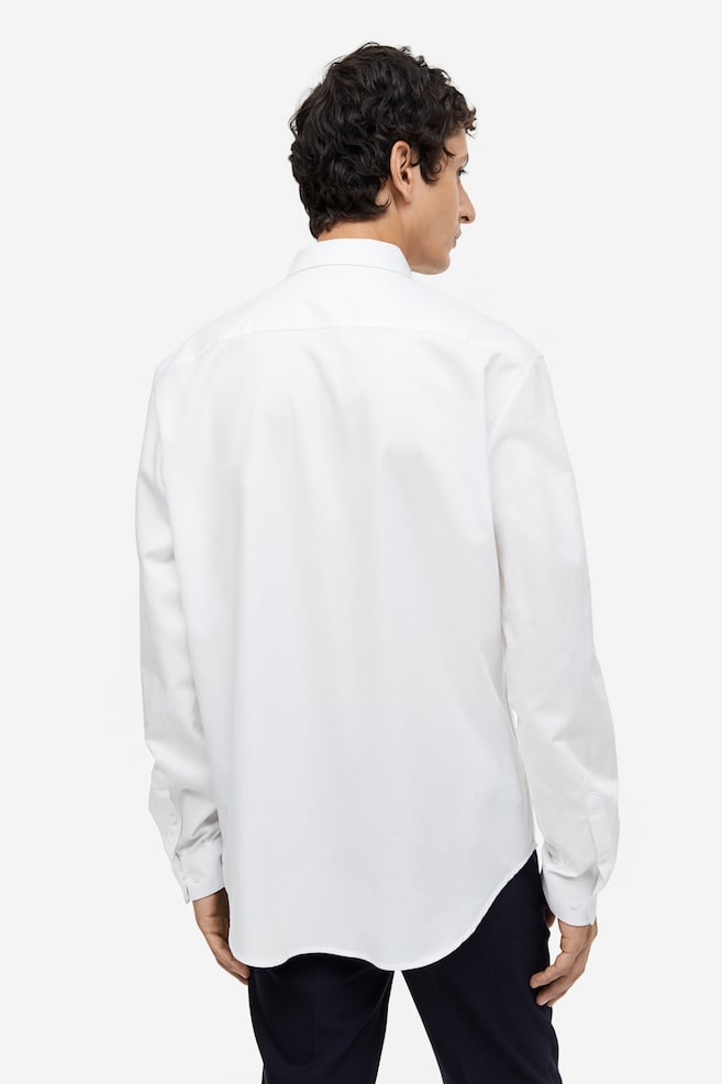 Skjorte bomuld Slim Fit - Hvid/Sort - 5
