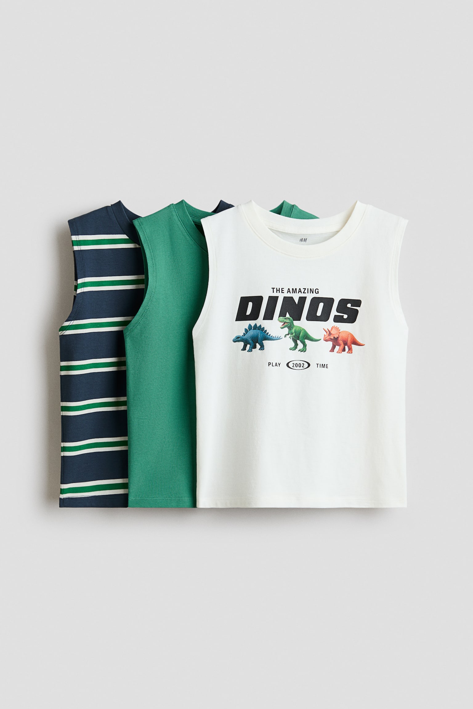 3-Pack Cotton Tank Tops - Green/Dinos
