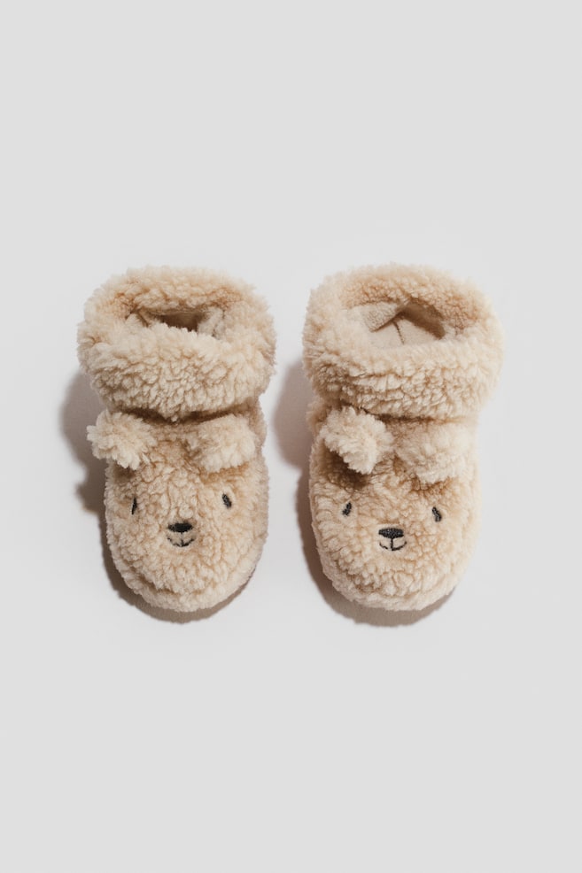 Booties aus Teddyfleece - Beige - 1