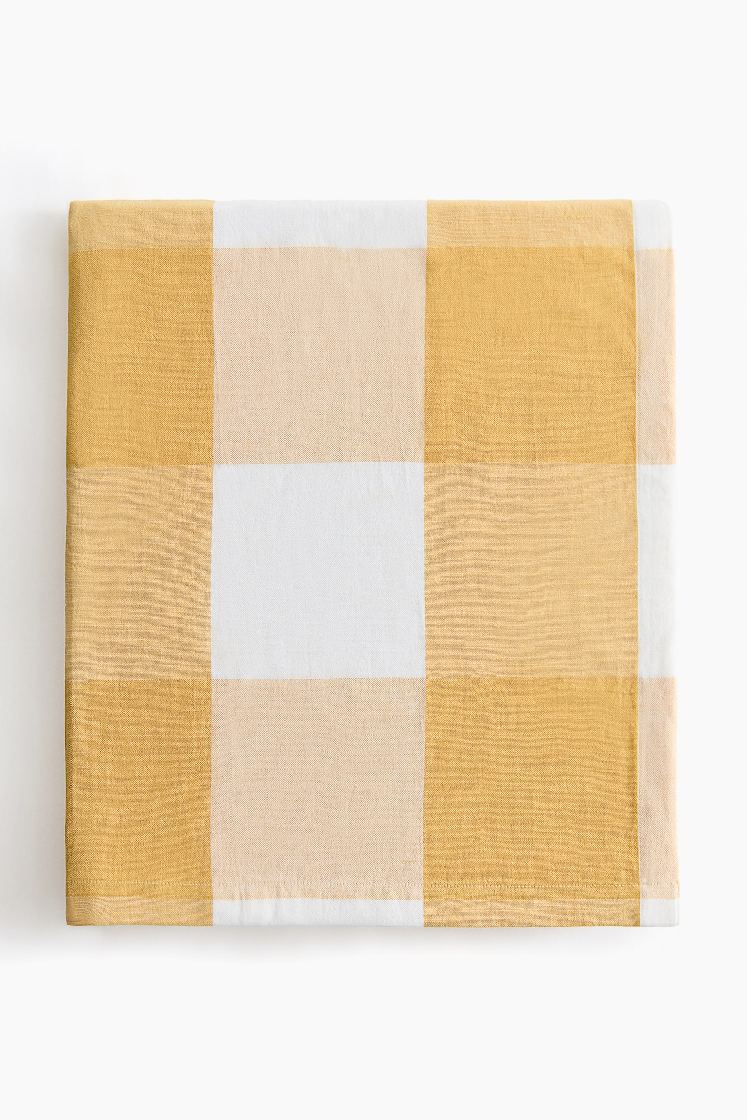 Linen-blend tablecloth - Yellow/Gingham check/Khaki green/Striped/Yellow/Striped/Khaki green/Gingham check/Light pink/Striped/Light pink/Gingham check/Orange/Striped/Beige/Striped/Beige/Gingham check/Dark brown/Striped/Dark brown/Gingham check/Orange/Gingham check - 1