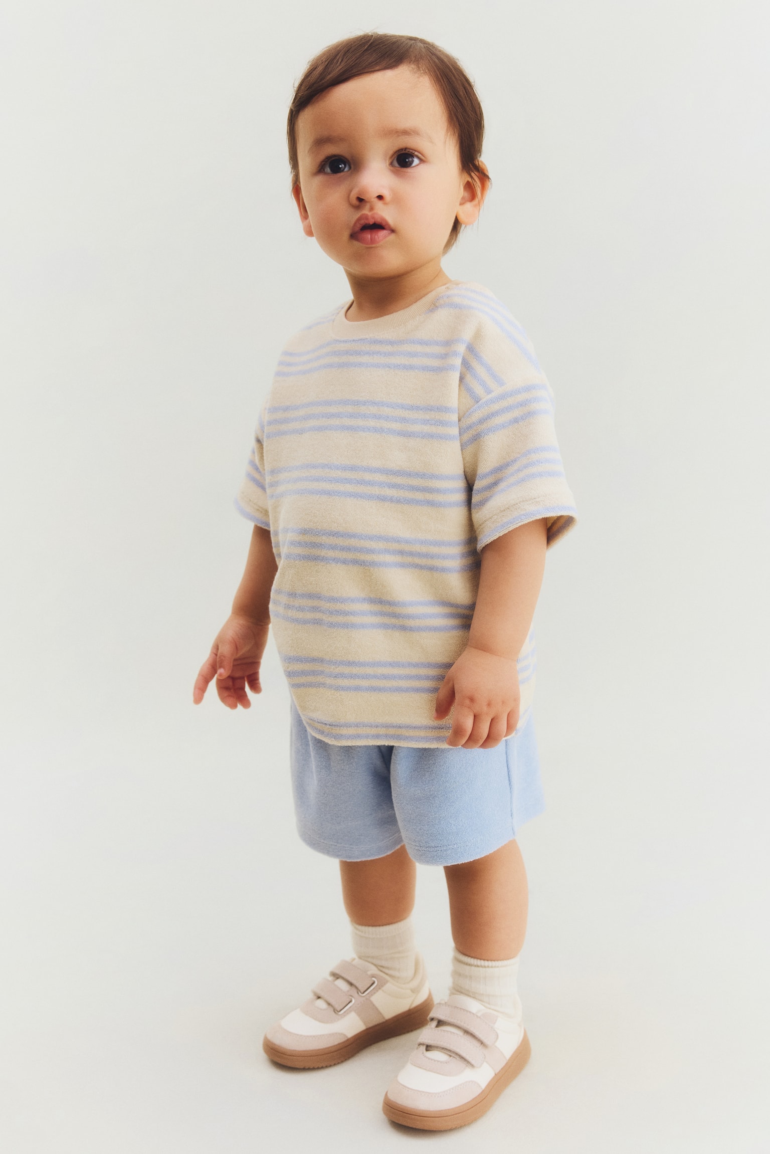 Set 2 pezzi in spugna - Giallo/blu righe/Giallo/Jus d'citron - 1