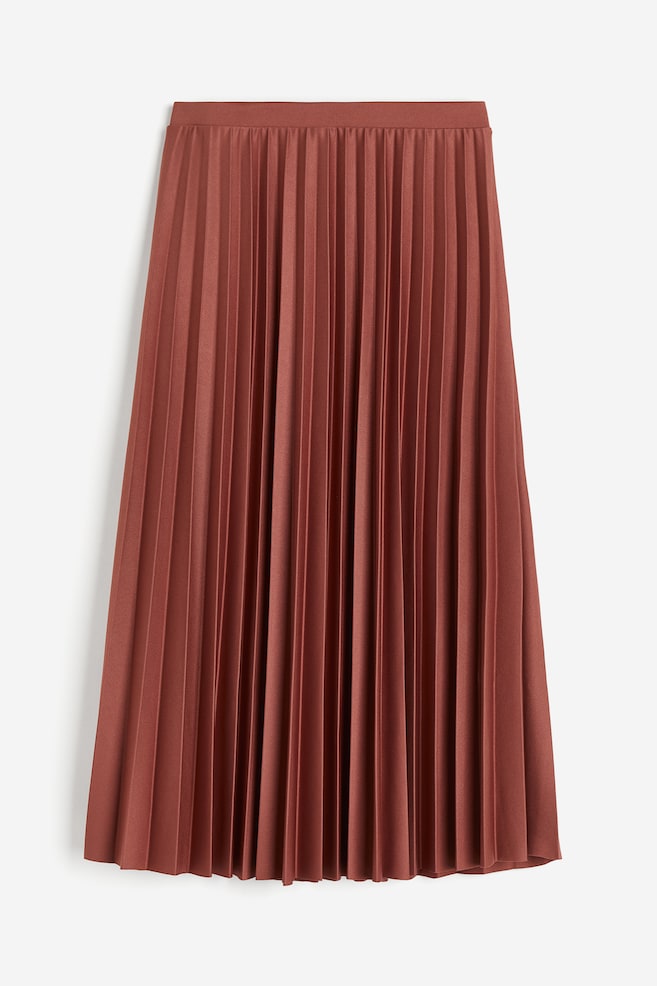 Pleated skirt - Rust red/Black/Cream - 2