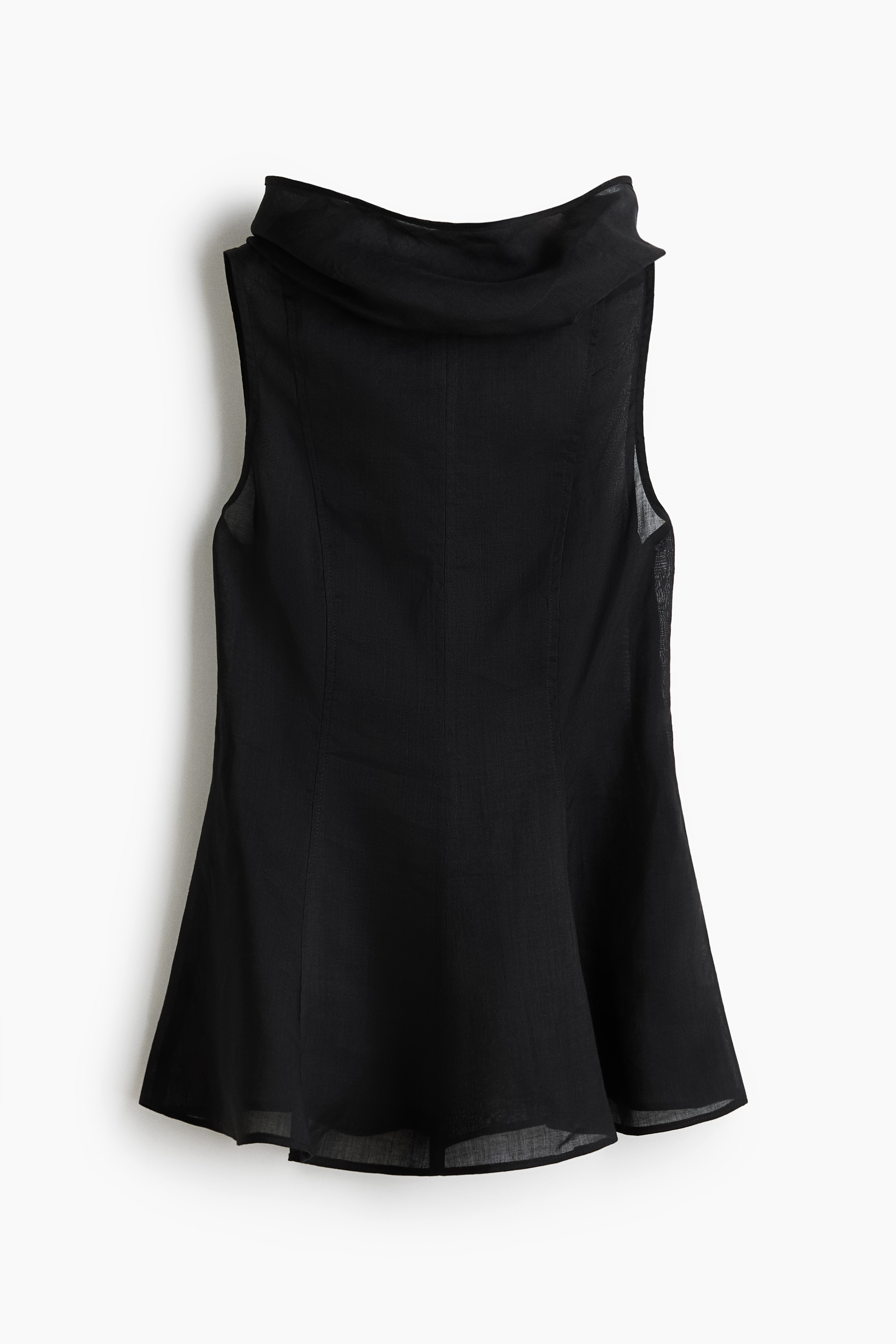 Ramie-blend peplum top - Preto