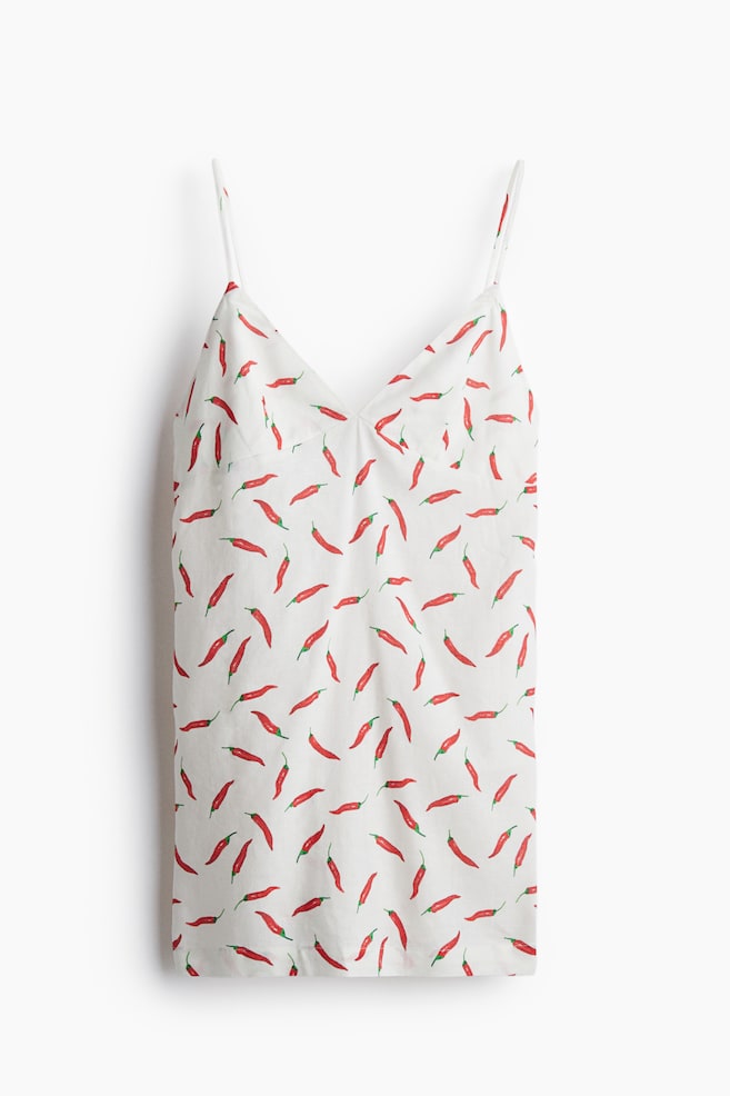 Vestido playero en mezcla de lino - Blanco/Pimientos/Negro - 1