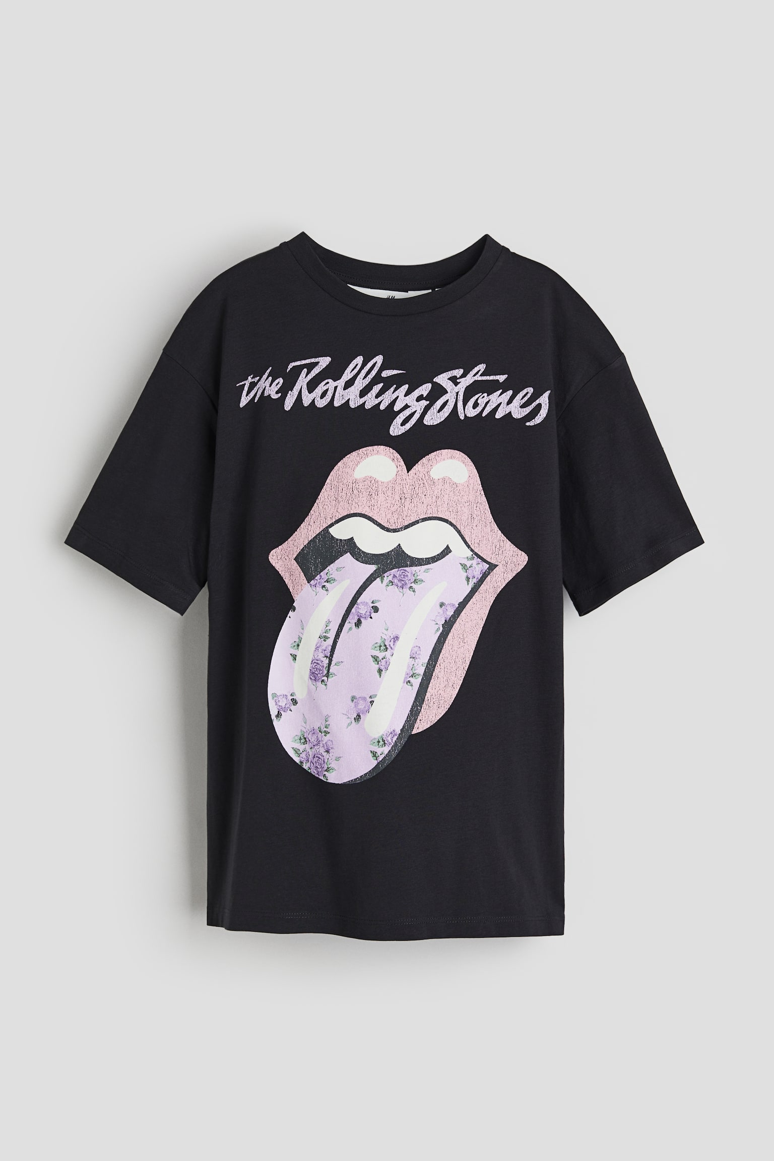 Predimenzionisana majica sa aplikacijom - Crna/The Rolling Stones