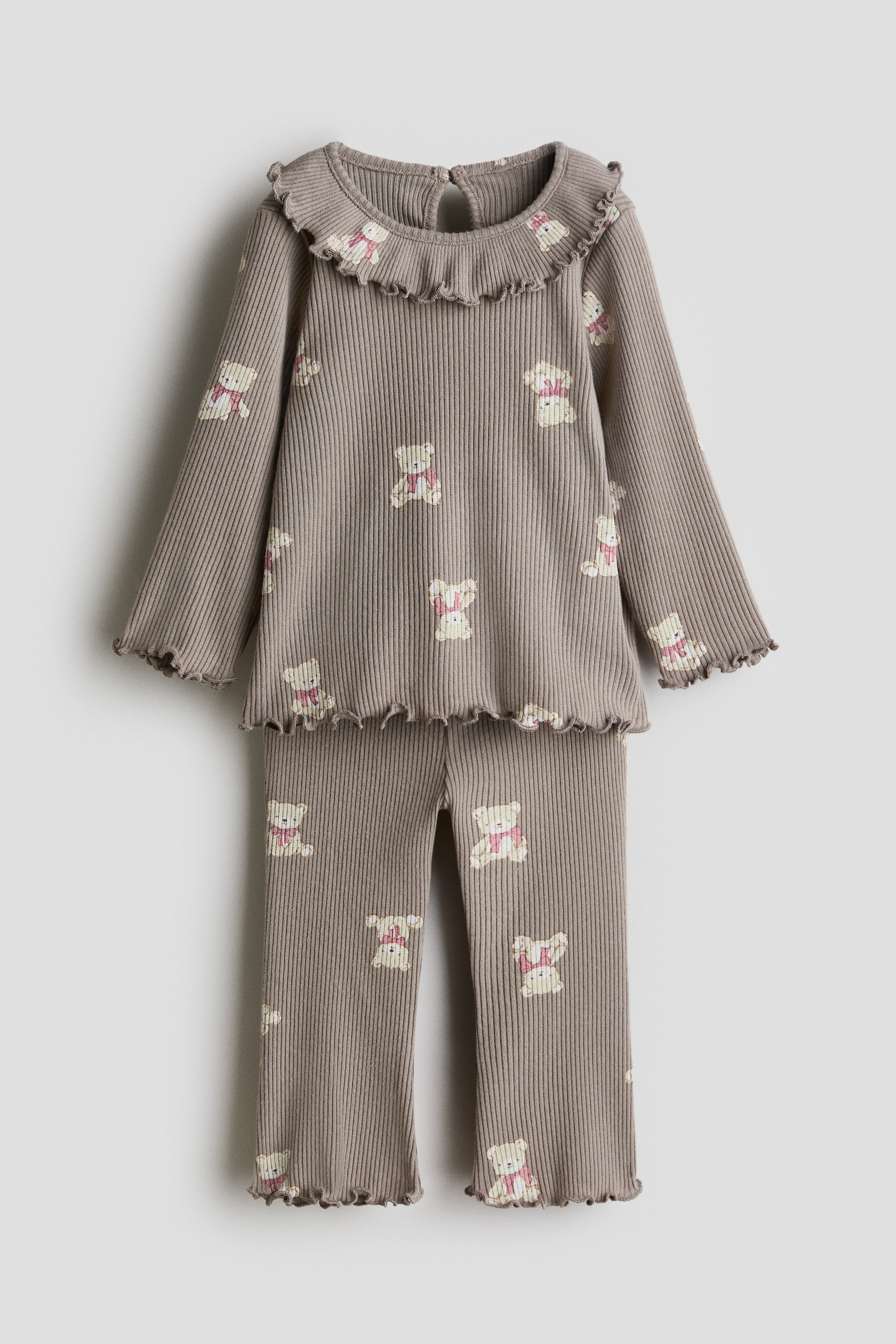 Noworodek - 2-piece printed set Beżowy/Misie - Size: 86 (12-18M)  - H&M