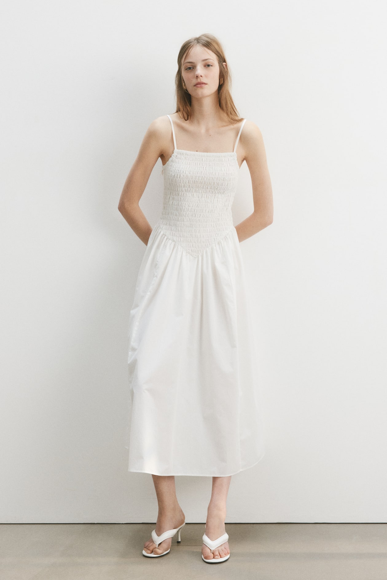 Smocked Dress with Flared Skirt - image 2