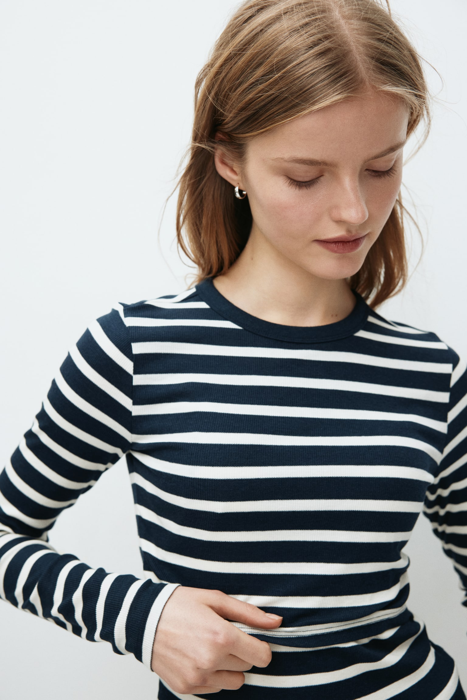 MAMA Long-sleeved nursing top - Navy blue/Striped - 5