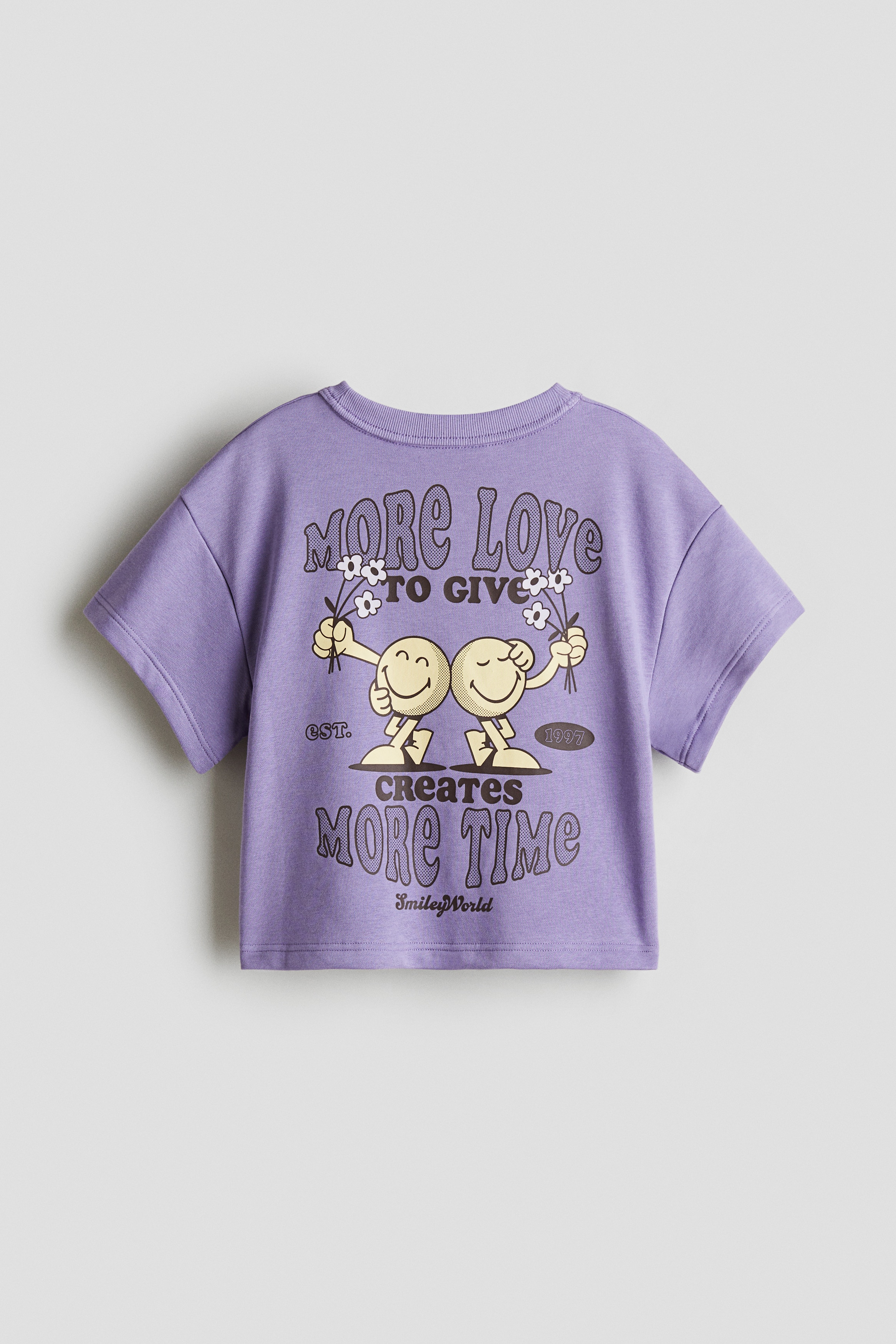 LANY スエット くま テディベア グッズ マーチ merch Loose-Fit T-Shirt with Motif - Purple/SmileyWorld - Kids