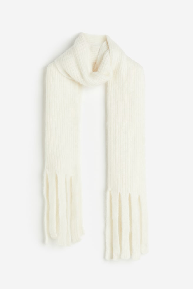 Écharpe en mohair mélangé - Crème/Gris foncé - 1