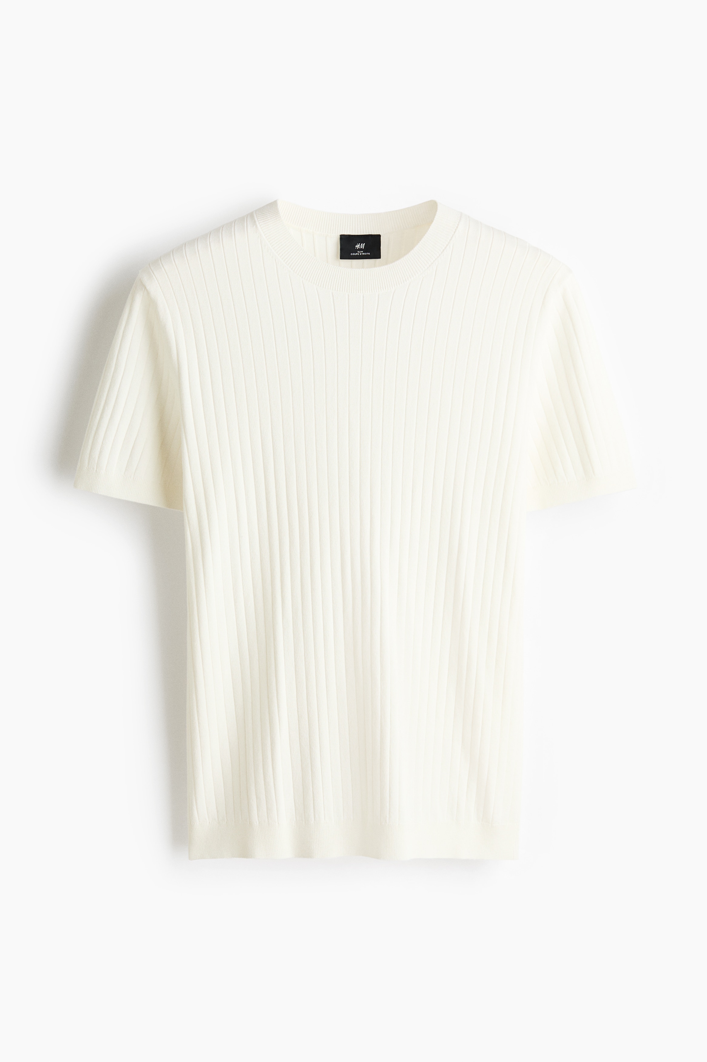 T-shirt Slim Fit en maille - Crème/Noir