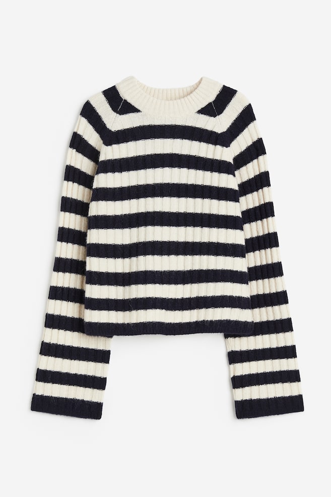 Rib-knit jumper - Navy blue/Striped/Light greige/Mole/Striped - 2