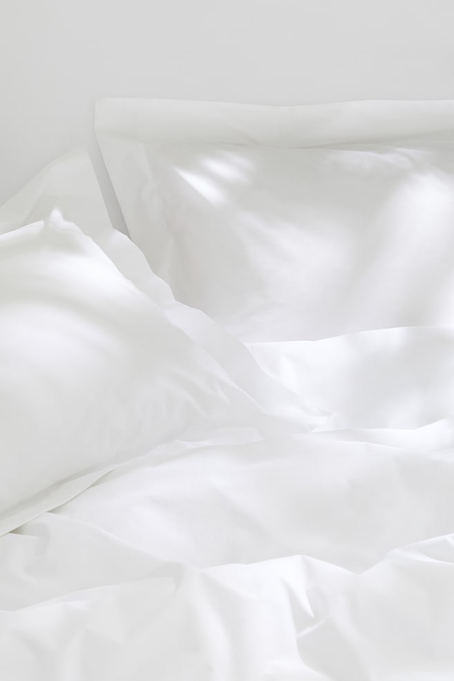 Dobbelt/kingsize sengesæt i bomuldspercale - Hvid - 1